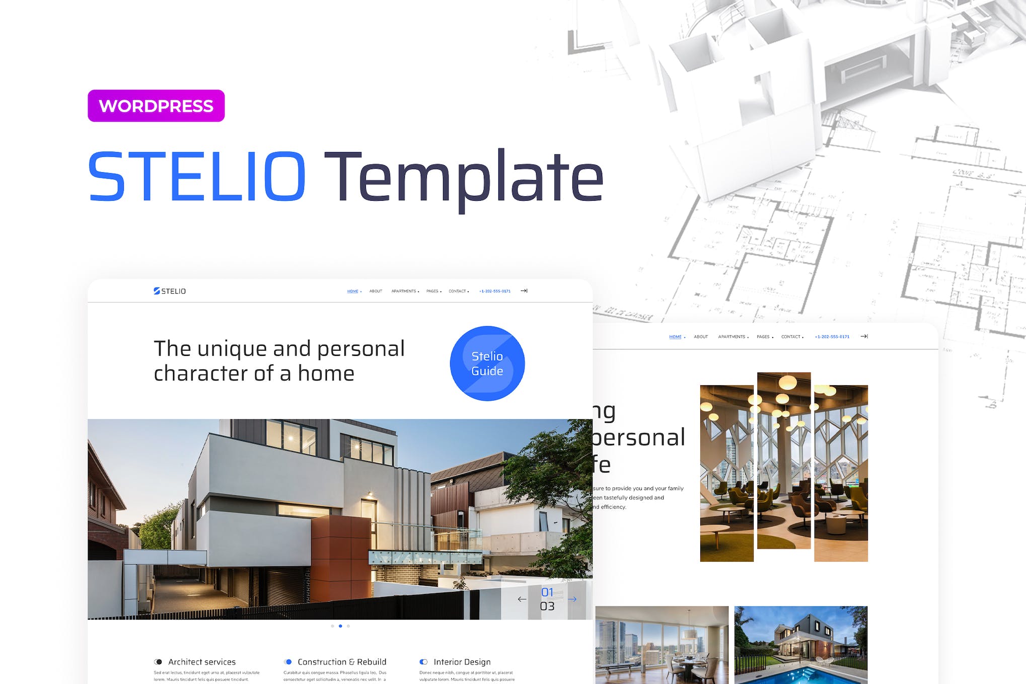 Stelio – Architects & Construction Company Elementor Pro Template Kit template kit cover image