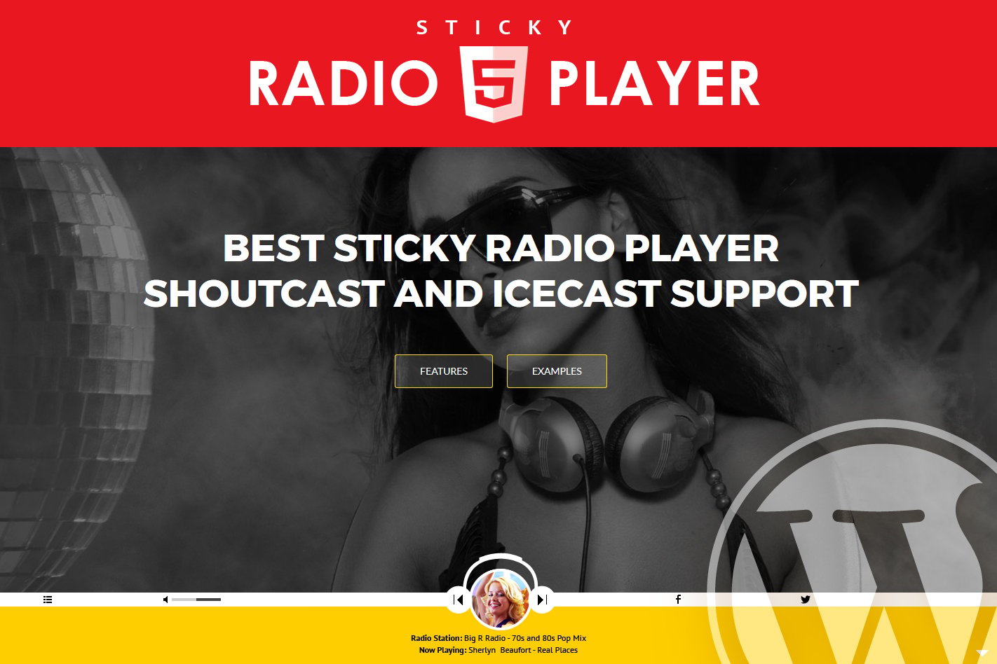 Sticky Full Width Radio Player WordPress Plugin plugin cover image