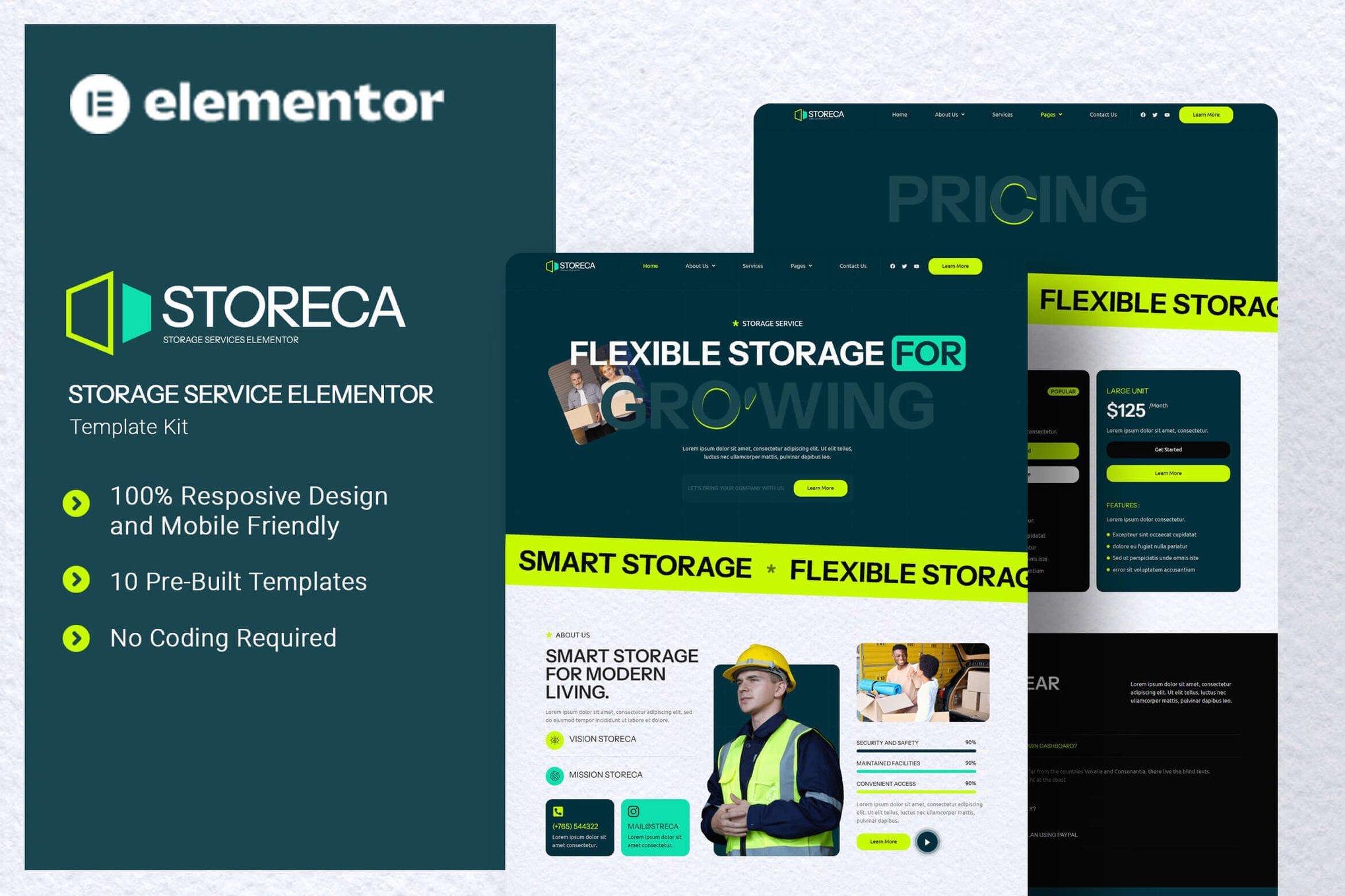 Storeca - Storage Service Elementor Template Kit template kit cover image
