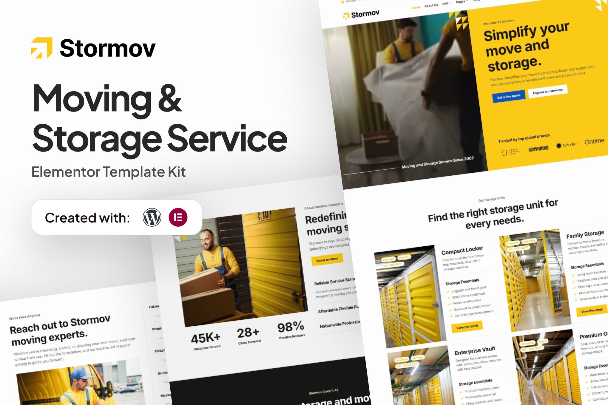 Stormov - Moving & Storage Service Elementor Template Kit template kit cover image