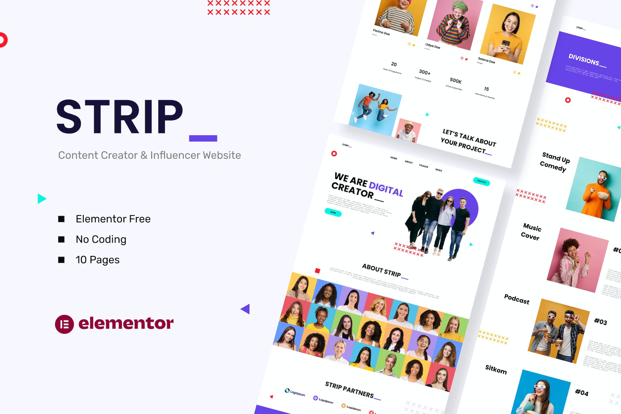 Strip - Content Creator & Influencer Elementor Template Kit template kit cover image