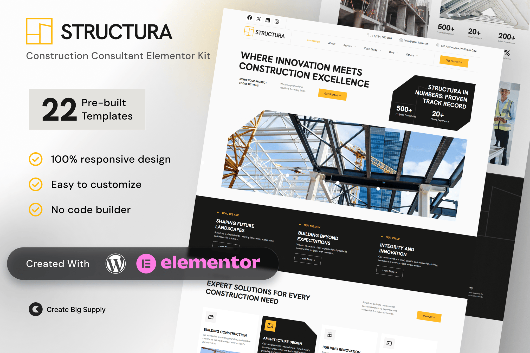 Structura - Construction Consultant Elementor Template Kit template kit cover image