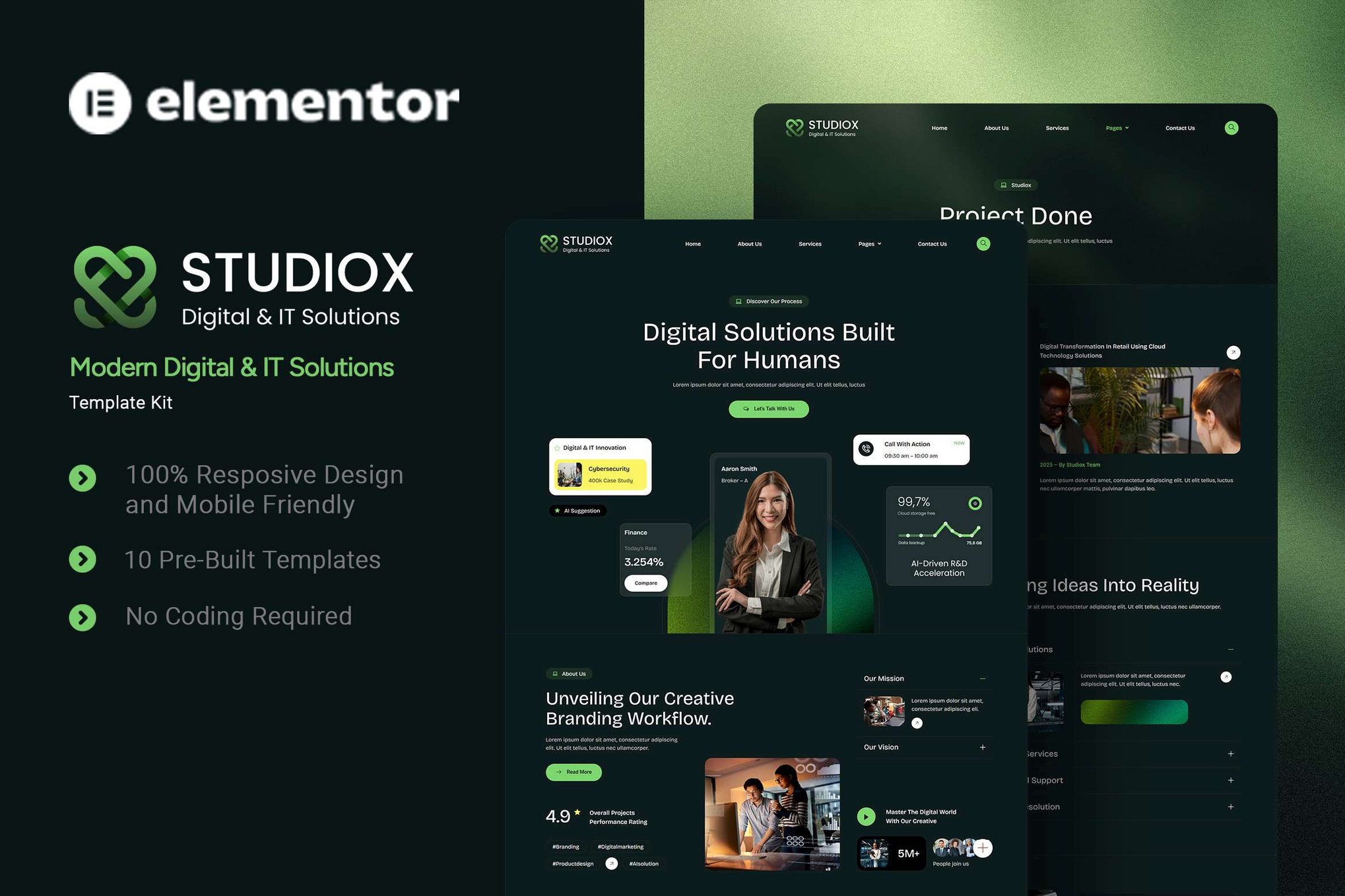 Studiox - Modern Digital & IT Solution Elementor Template Kit template kit cover image