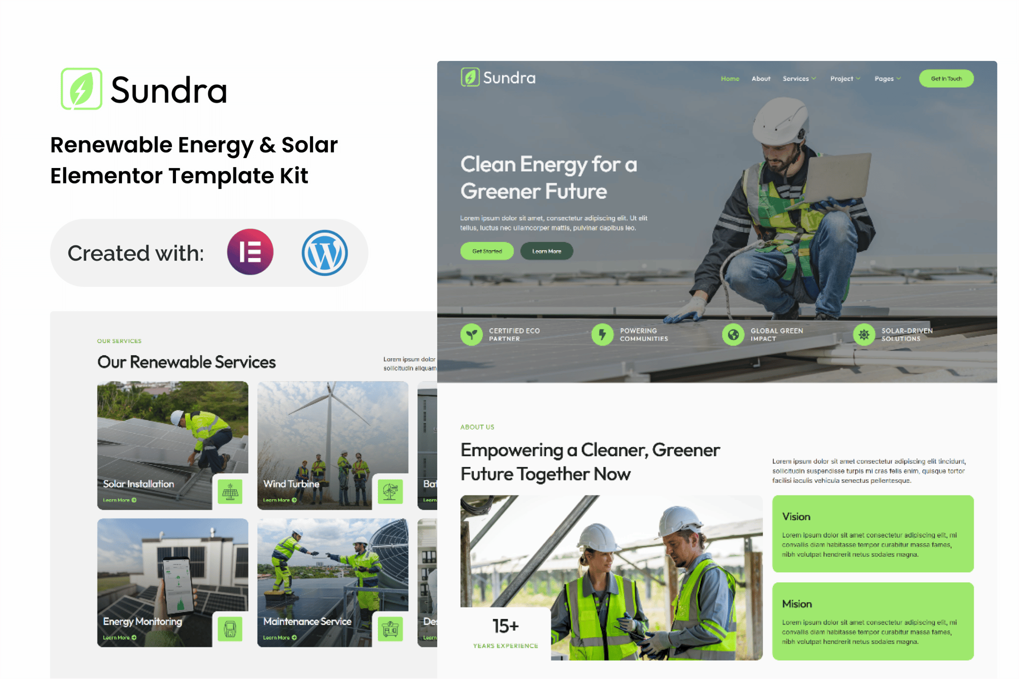Sundra - Renewable & Energy Solar Elementor Template Kit template kit cover image