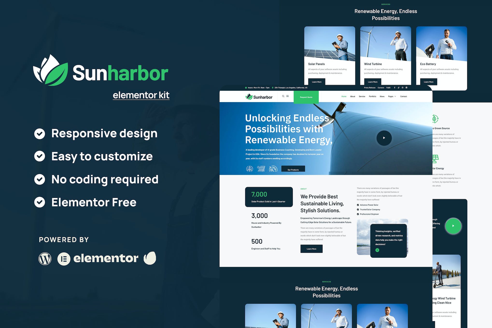 SunHarbor - Solar and Renewable Energy Elementor Template Kit template kit cover image