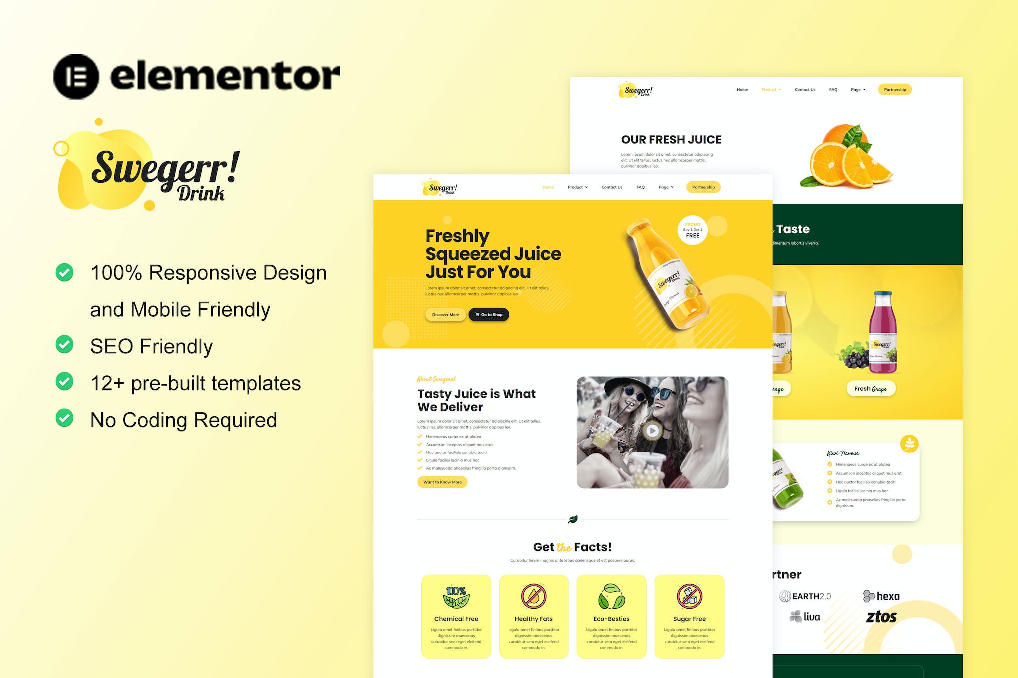 Swegerr - Juice & Fresh Drink Elementor Template Kit template kit cover image