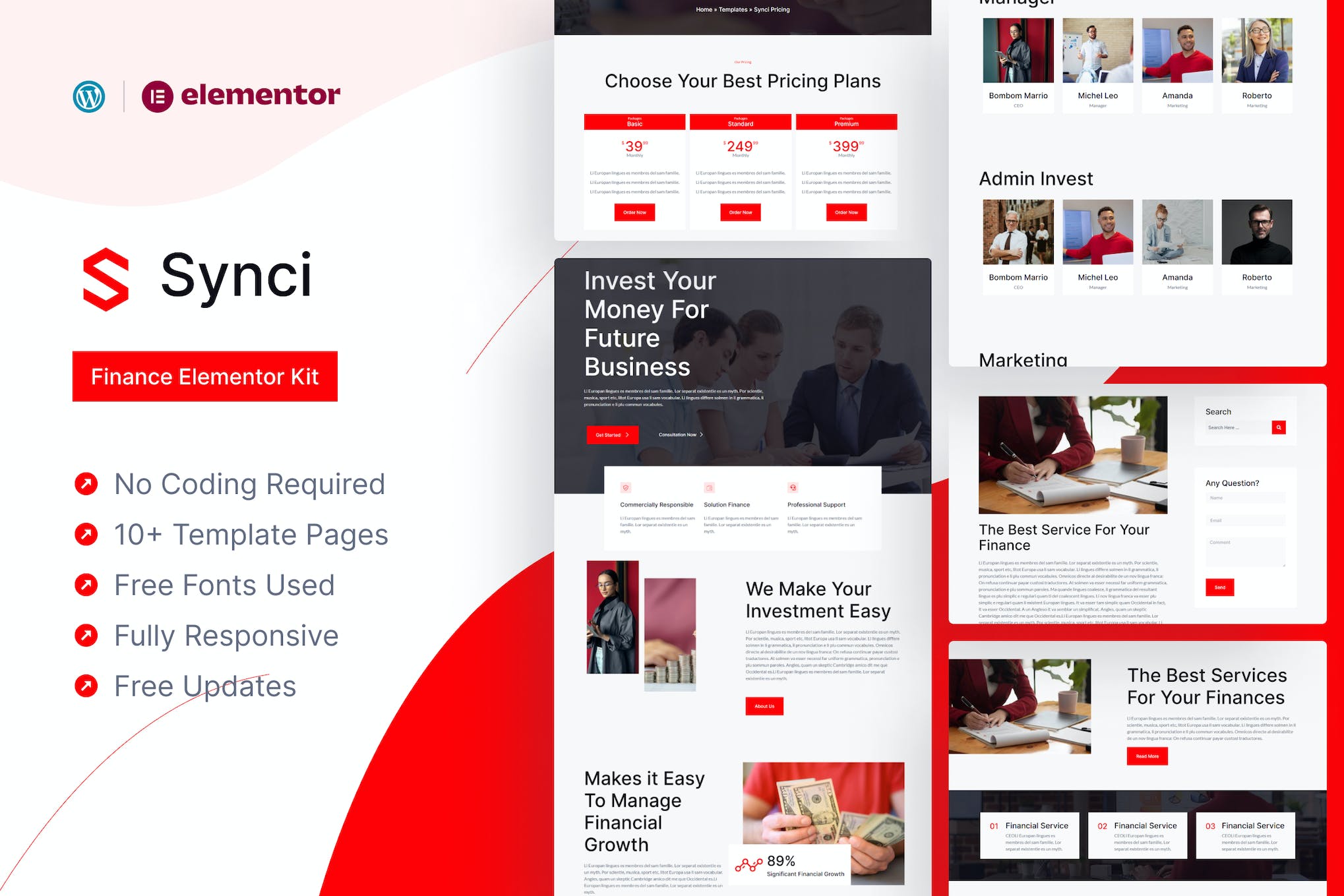 Synci - Finance Elementor Pro Template Kit template kit cover image