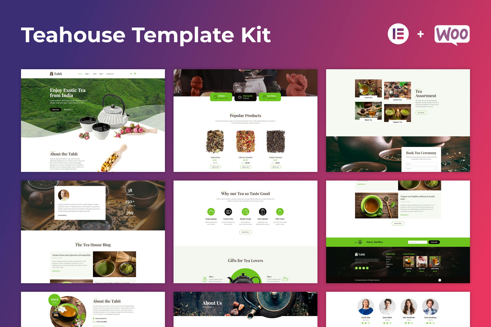 Tabit — Teahouse & Tea Store Elementor Template Kit template kit cover image