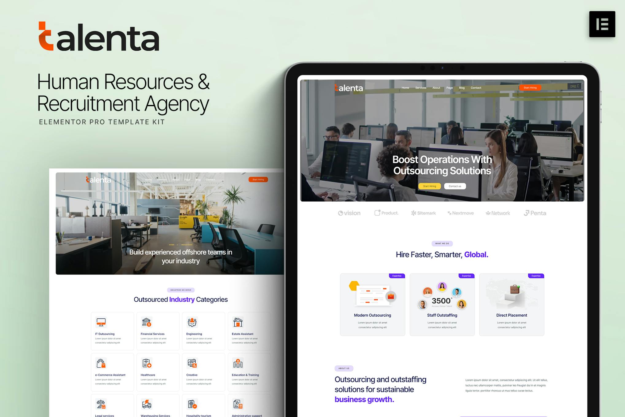 Talenta - Human Resources & Recruitment Agency Elementor Template Kit template kit cover image