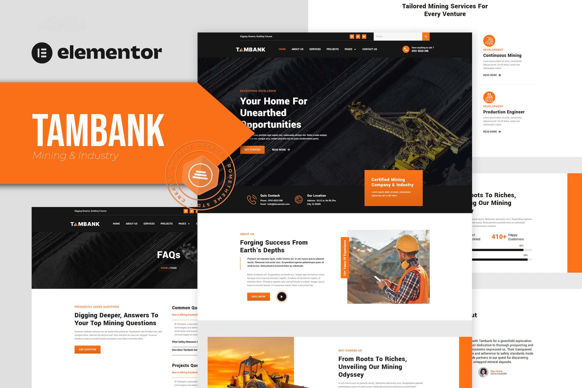 Tambank - Mining & Industry Elementor Pro Template Kit template kit cover image