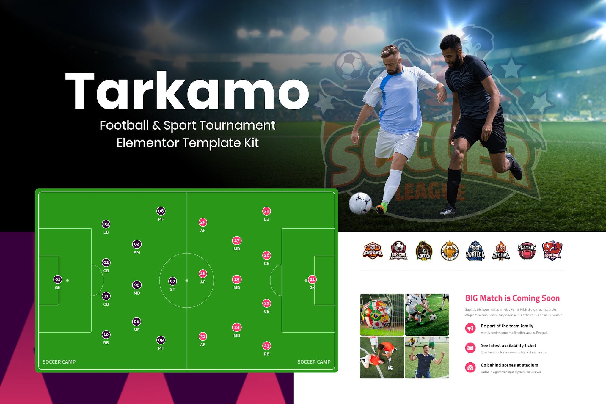 Tarkamo - Football & Sport Tournament Elementor Template Kit template kit cover image