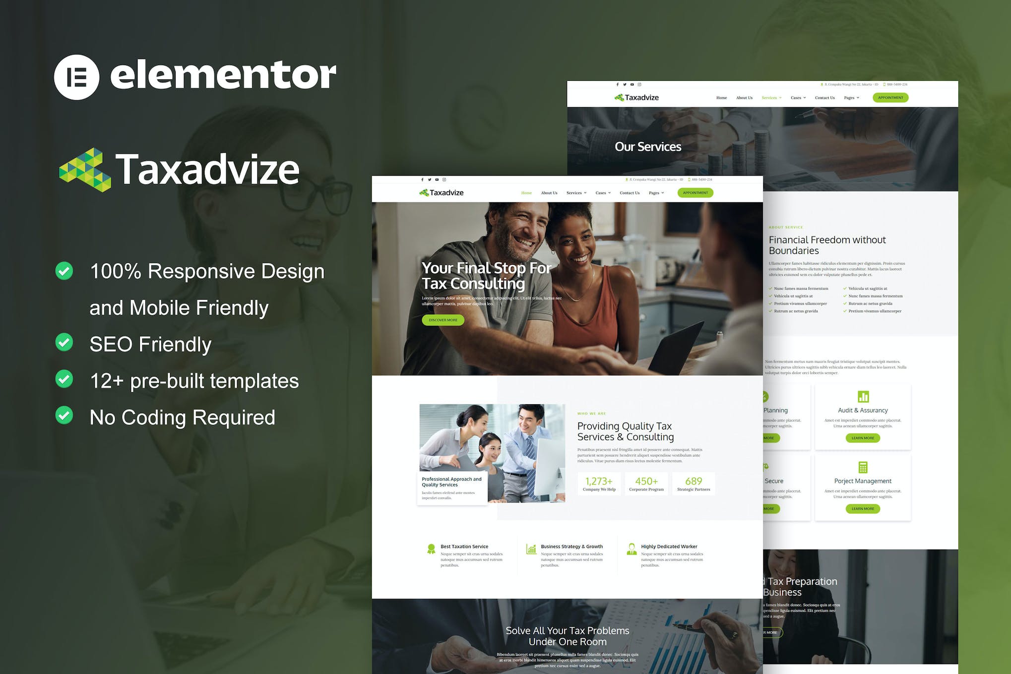 TaxAdvize - Tax Advisor & Financial Consulting Elementor Template Kit template kit cover image