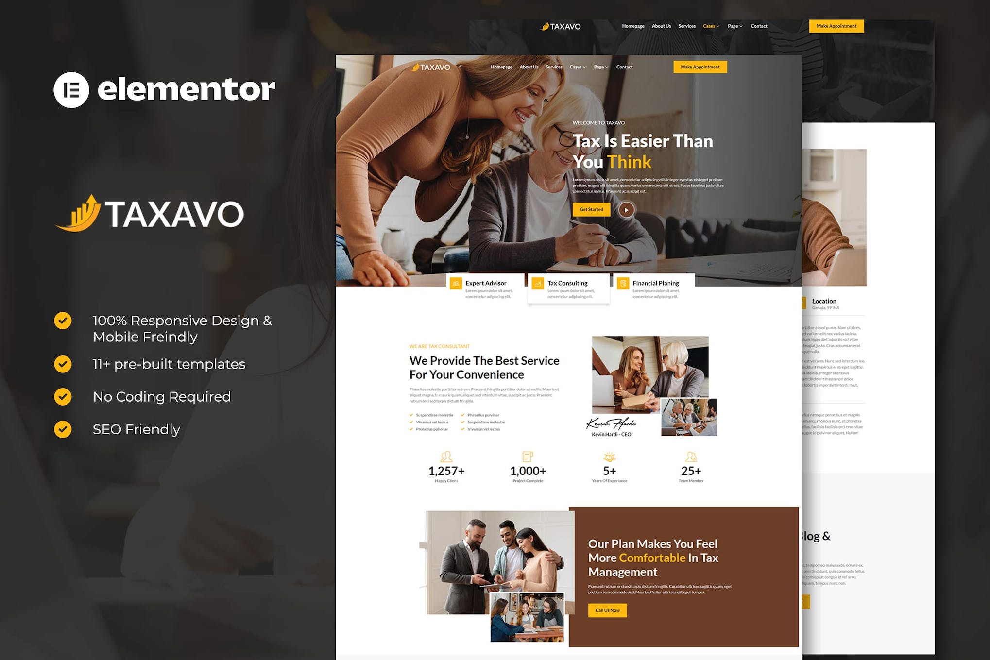 Taxavo - Tax Advisor & Financial Consulting Elementor Template Kit template kit cover image