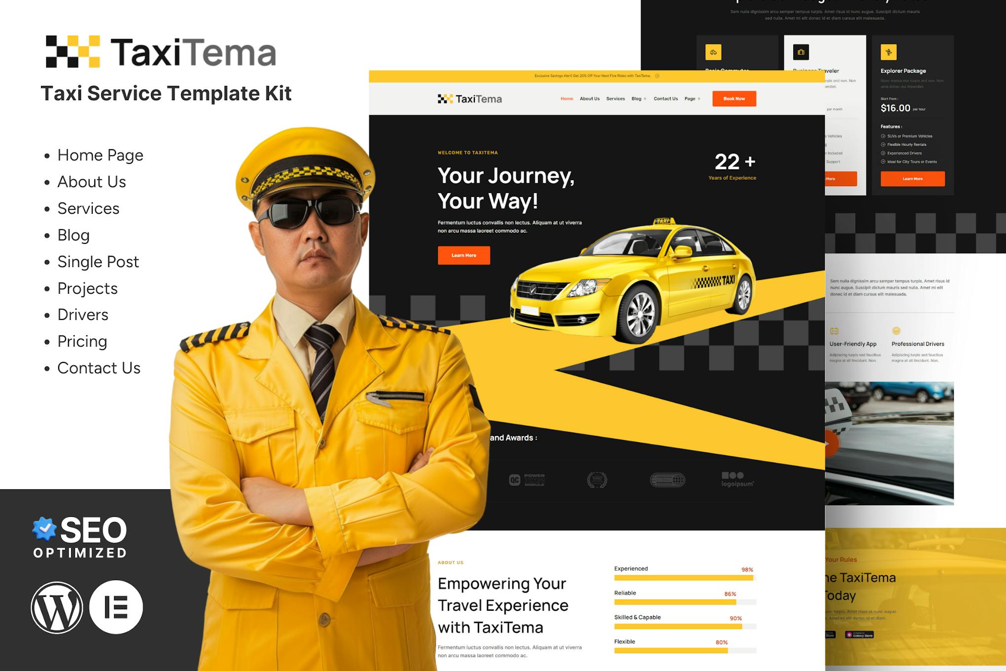 Taxitema - Taxi Drivers Business Template Kit template kit cover image
