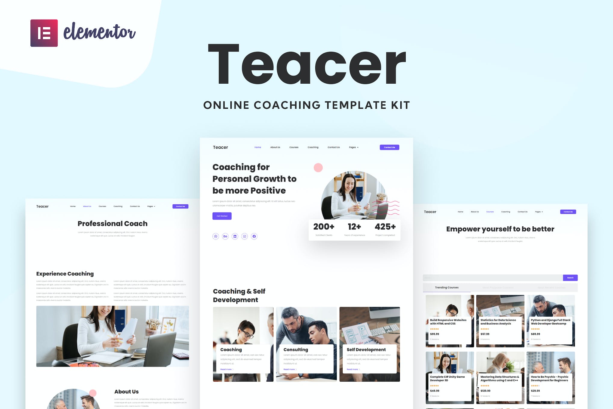 Teacer - Online Coaching Elementor Template Kit template kit cover image