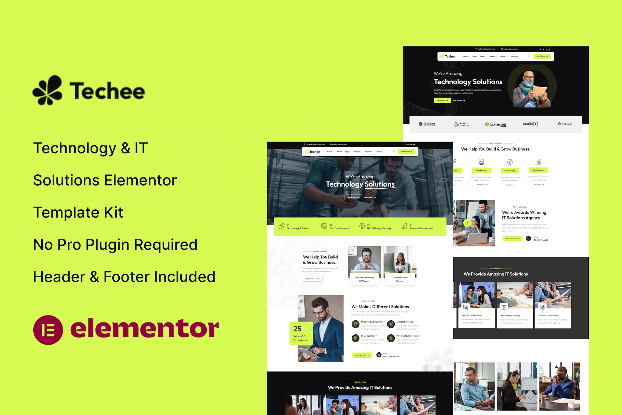 Techee - Technology & IT Solutions Elementor Template Kit template kit cover image