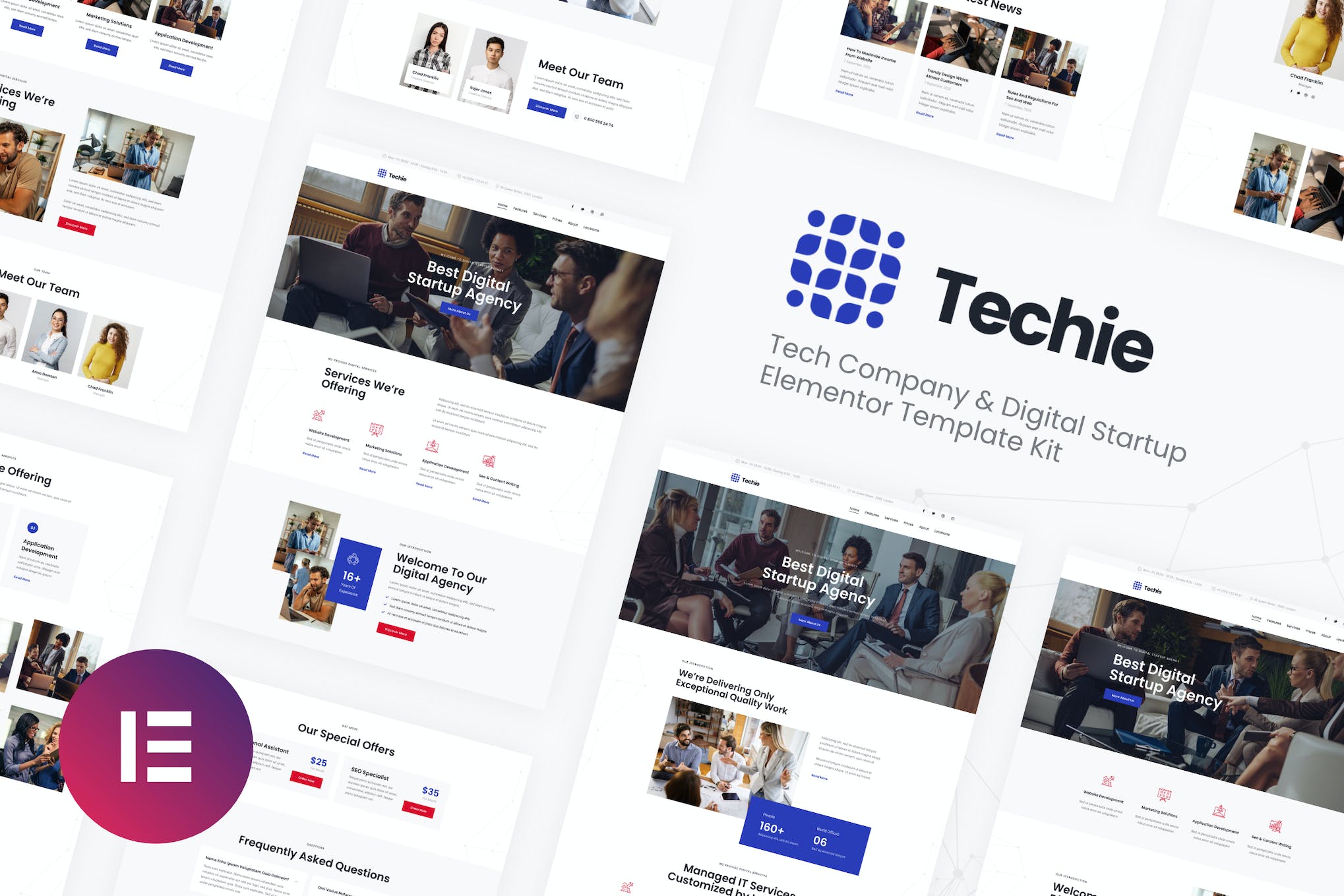 Techie | Tech Company & Digital Startup Elementor Template Kit template kit cover image