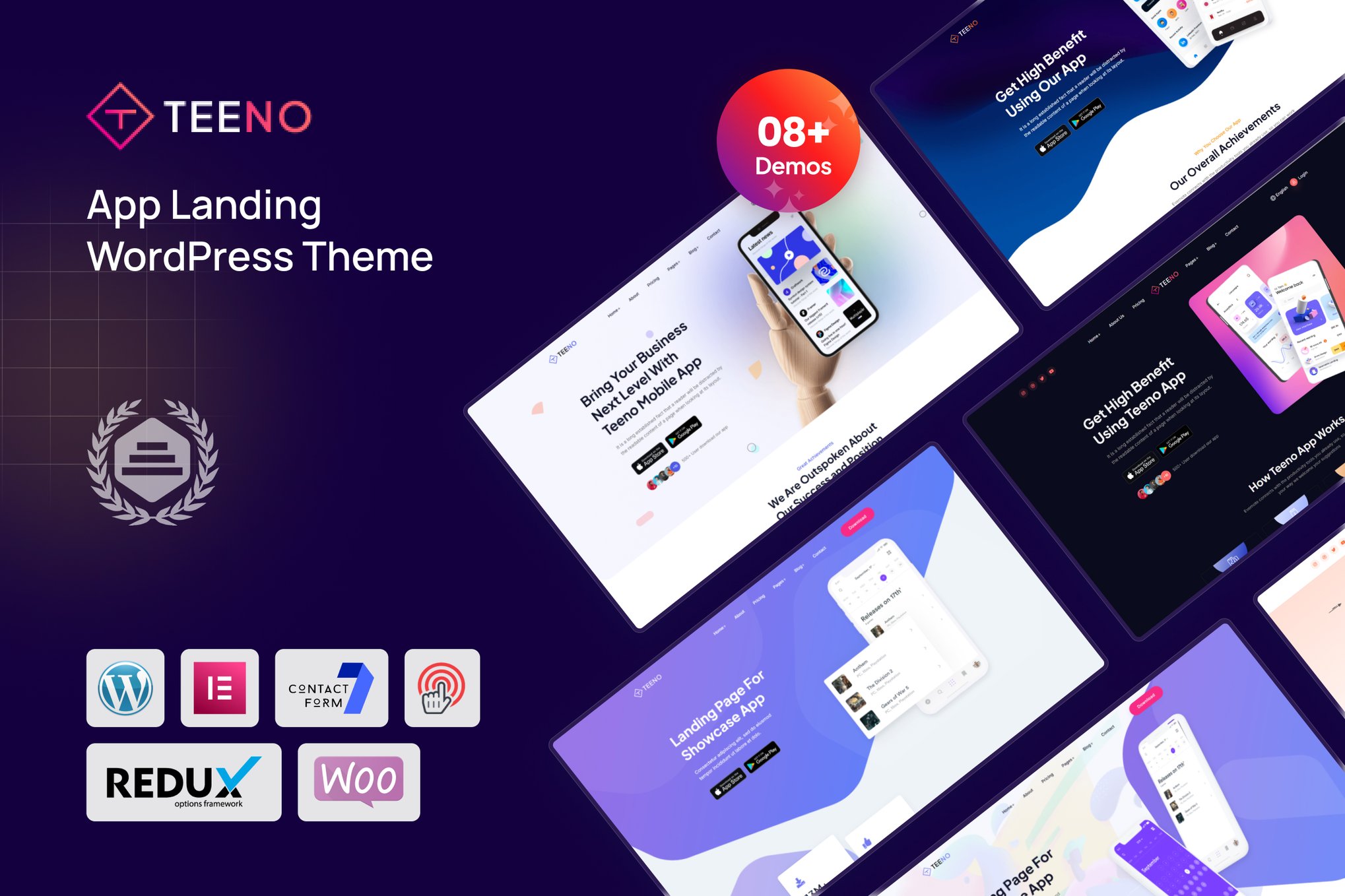 Teeno - App Landing WordPress Theme theme cover image