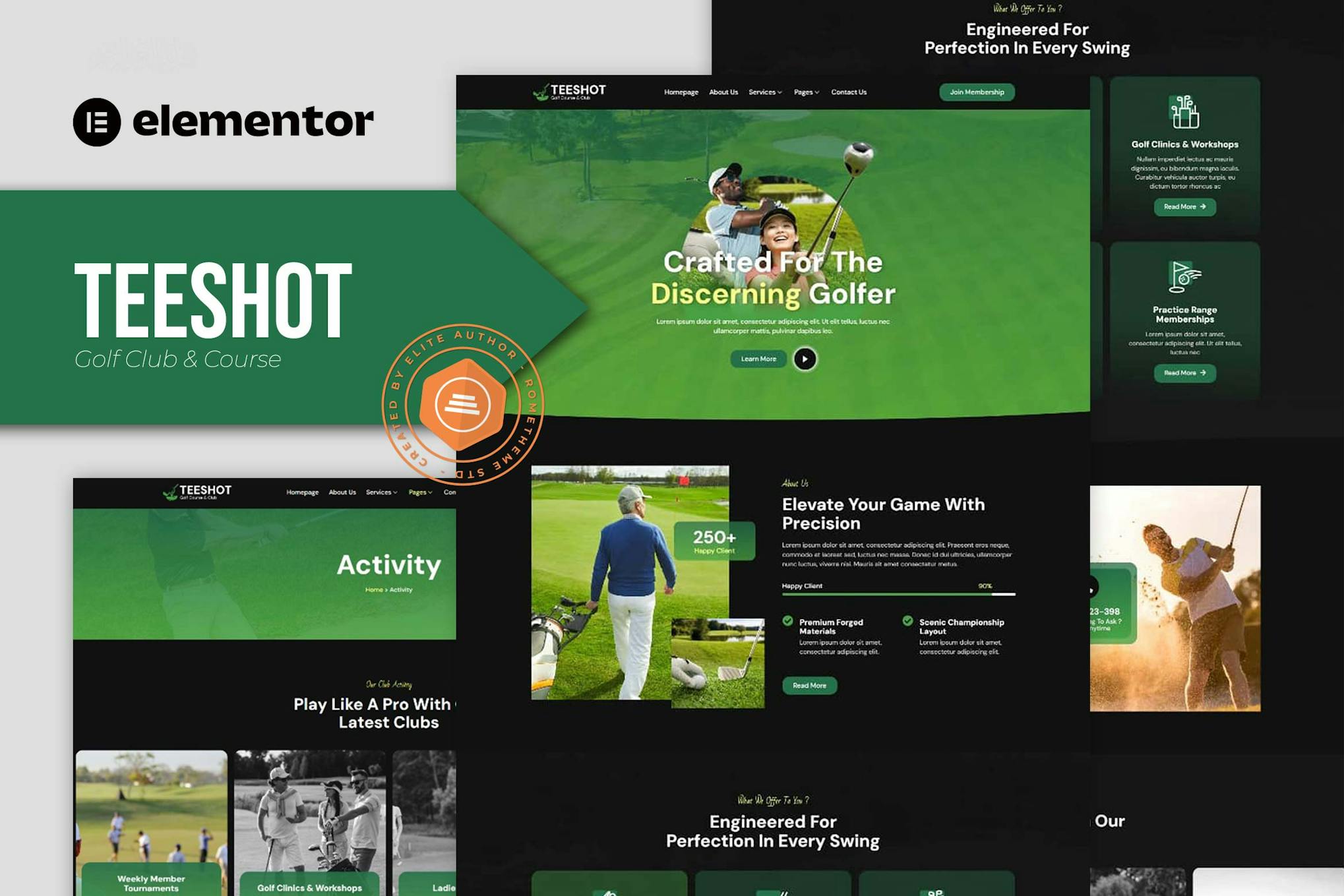 Teeshot - Golf Club & Course Elementor Template Kit template kit cover image