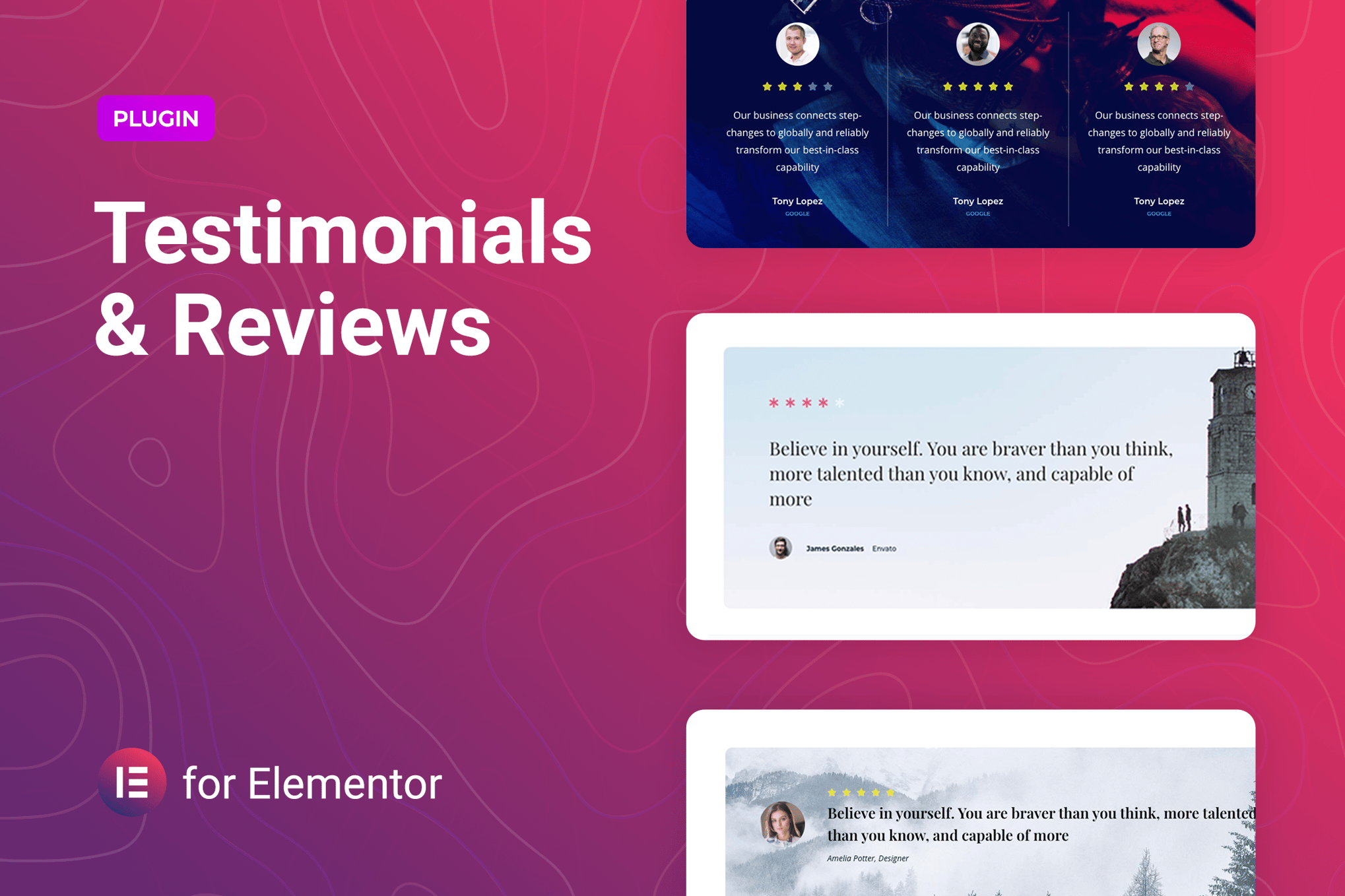 Testimonials and Reviews for Elementor plugin cover image