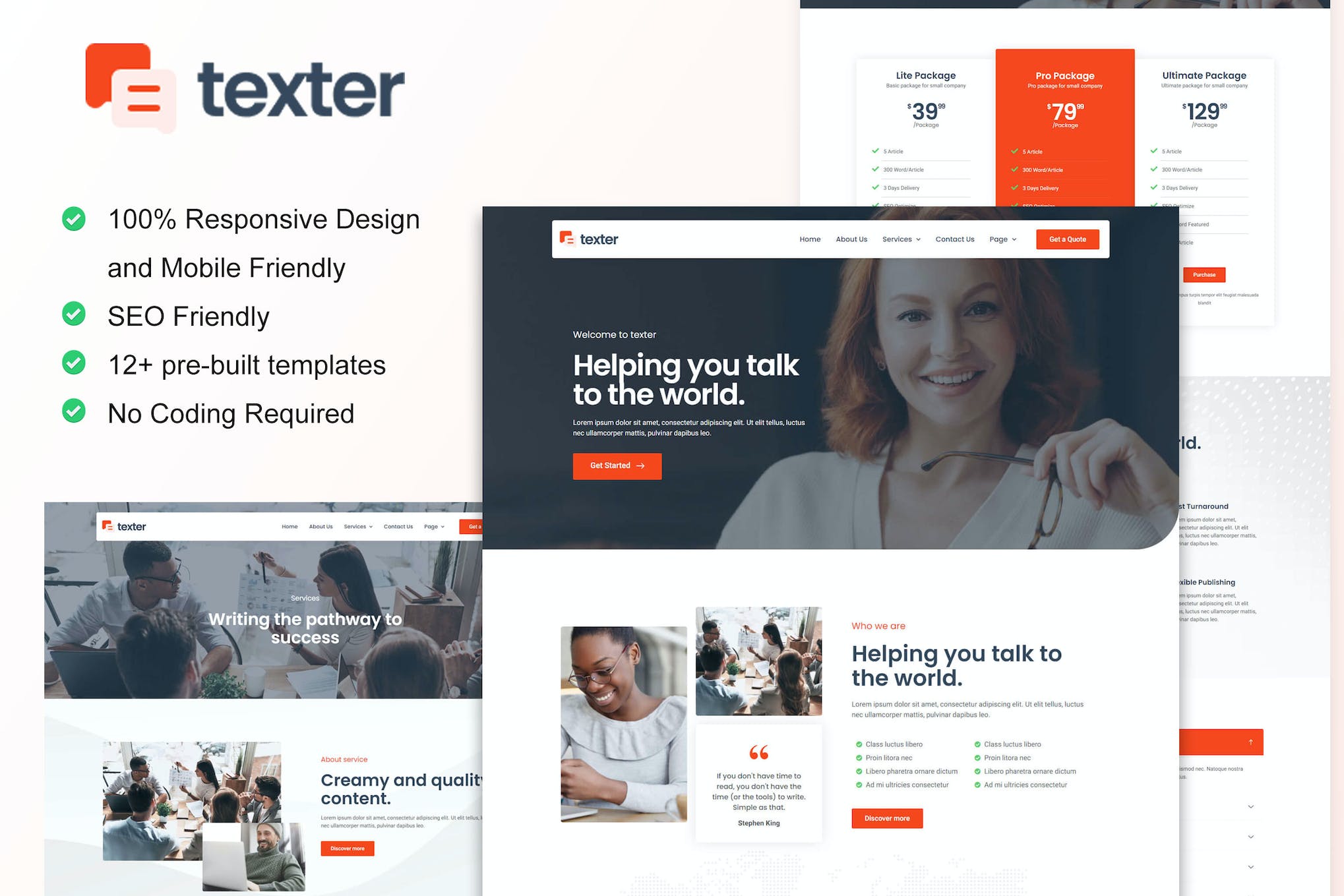 Texter - Content Writing Service Agency Elementor Kit template kit cover image