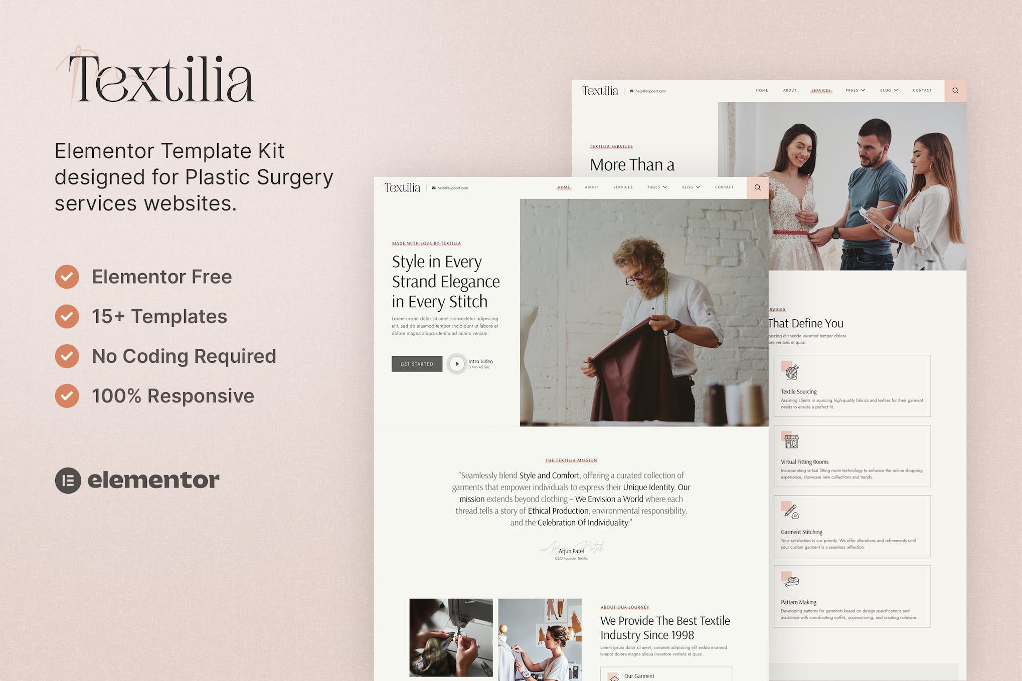 Textilia – Textile & Garment Industry Elementor Template Kit template kit cover image