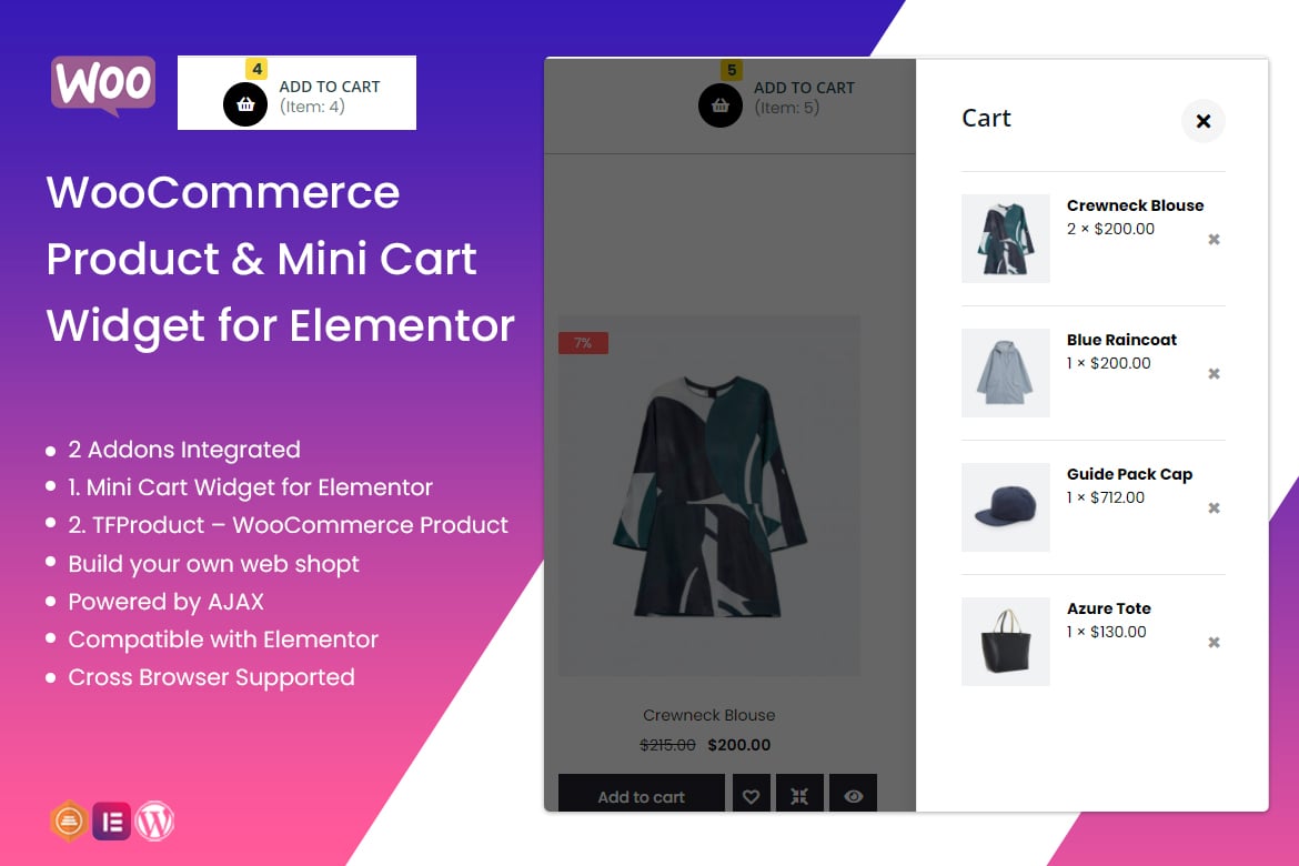 TFMiniCart&Product - WooCommerce Product, Mini Car plugin cover image