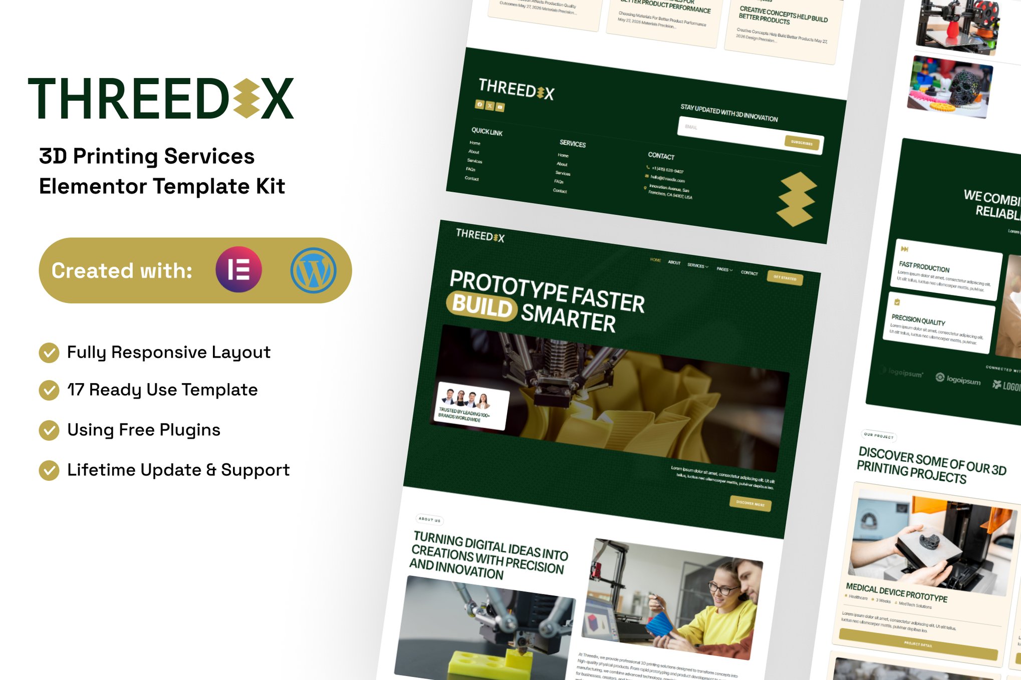 Threedix - 3D Printing Services Elementor Template Kit template kit cover image