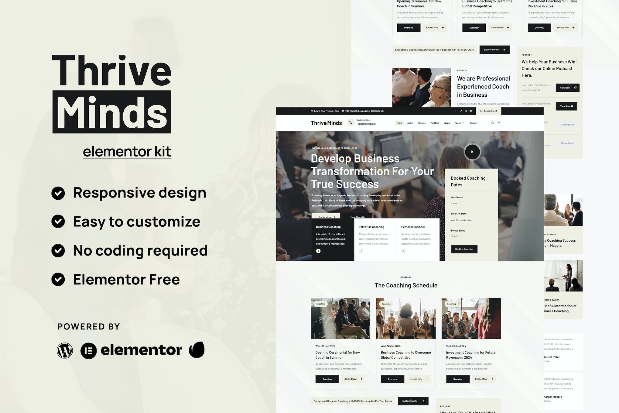 Thrive Mind - Business Coach Envato Elementor Kit template kit cover image