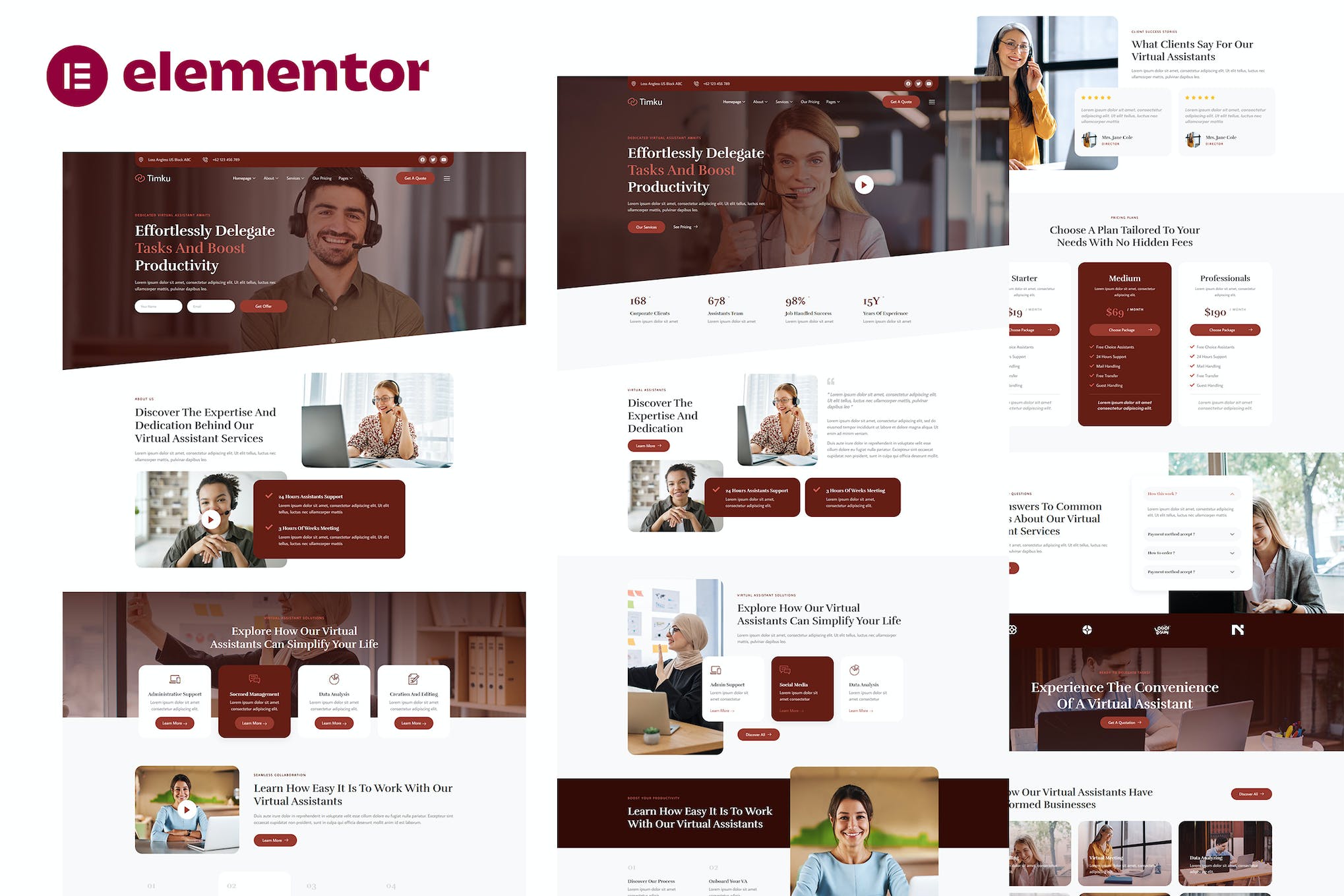 Timku - Virtual Assistant Business Elementor Template Kit template kit cover image