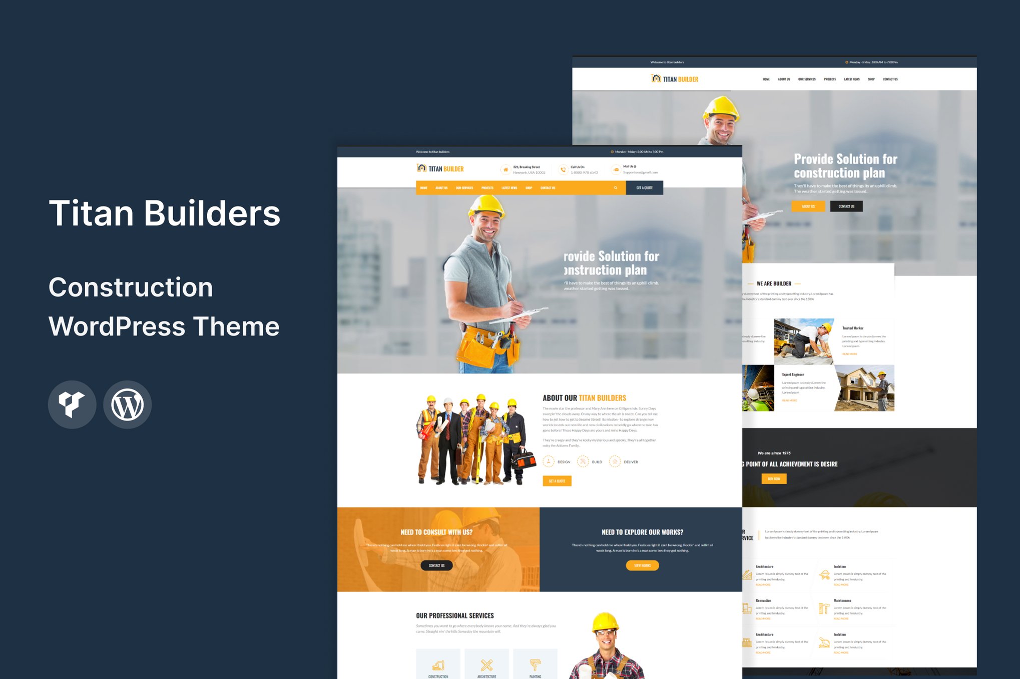 Titan Builders - Construction WordPress Theme theme cover image