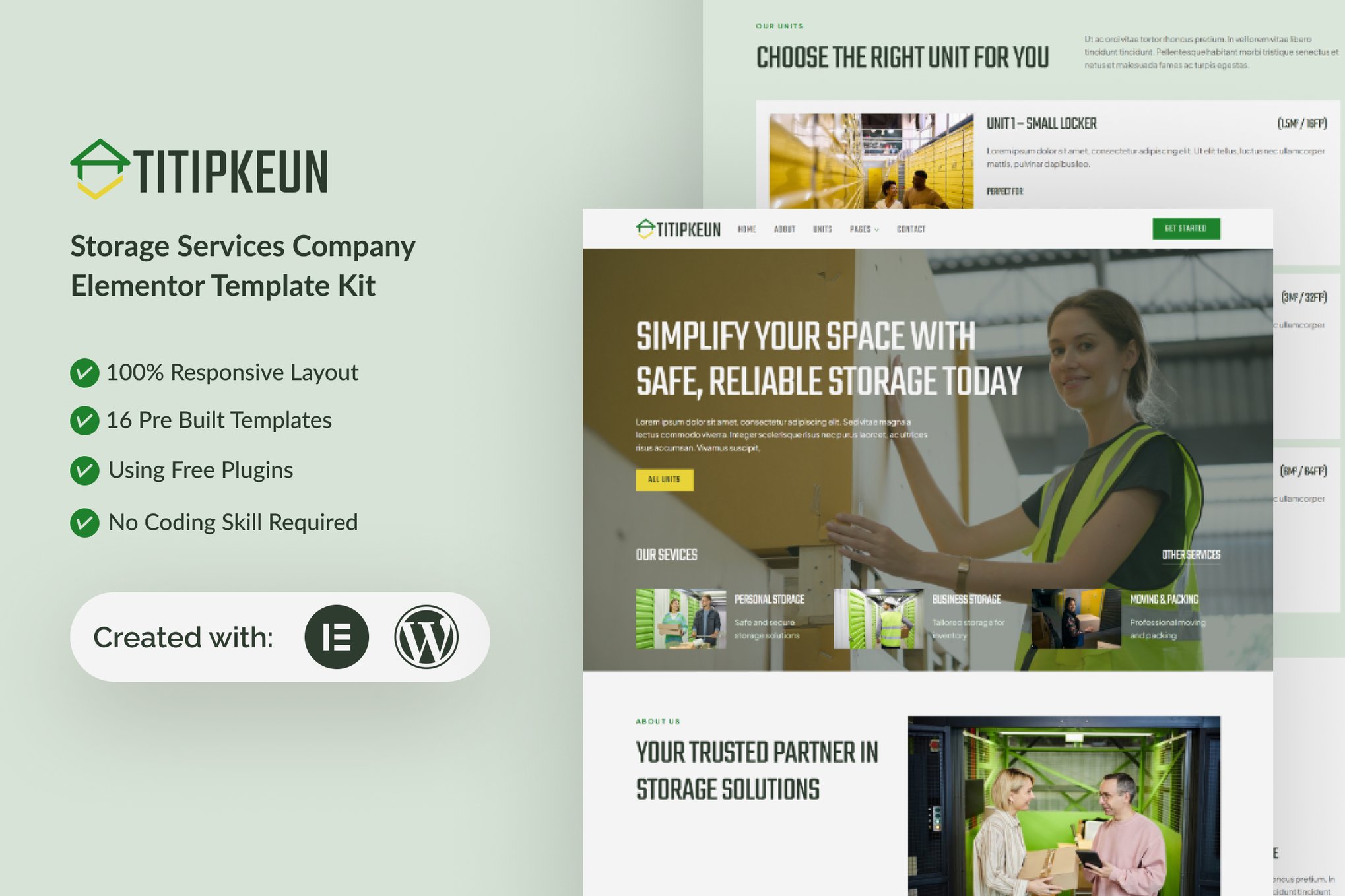 Titipkeun - Storage Service Company Elementor Template Kit template kit cover image