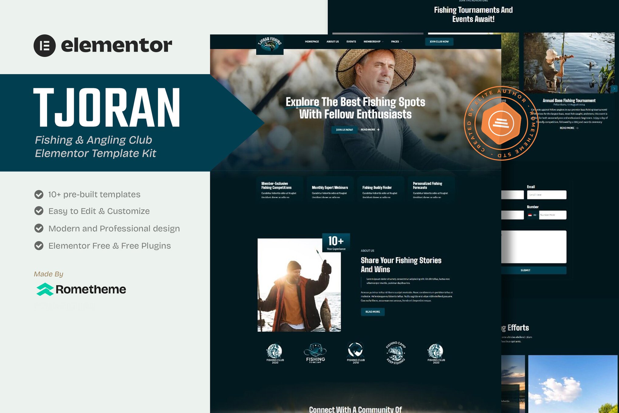 Tjoran - Fishing & Angling Club Elementor Template Kit template kit cover image