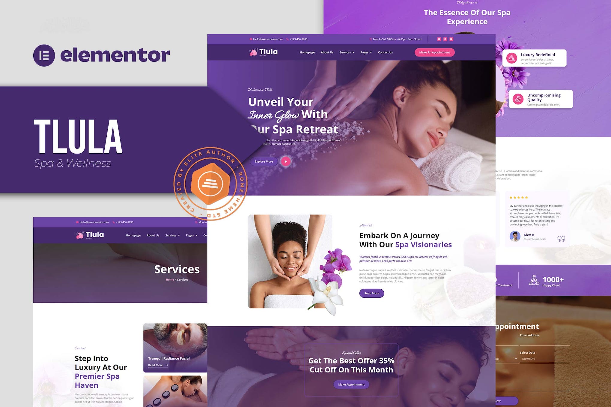 Tlula - Spa & Wellness Elementor Pro Template Kit template kit cover image