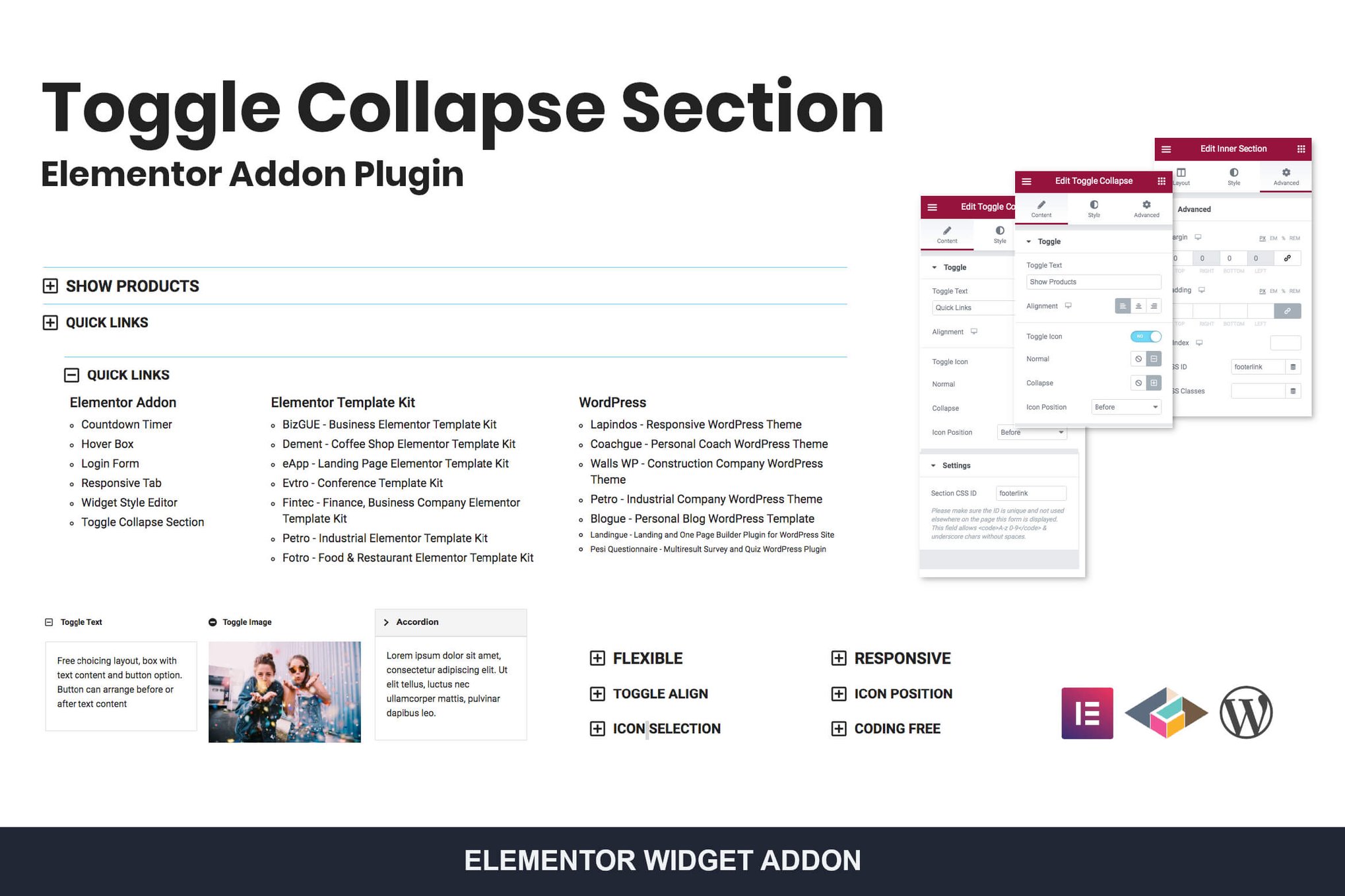 Toggle Collapse Section Elementor Addon plugin cover image