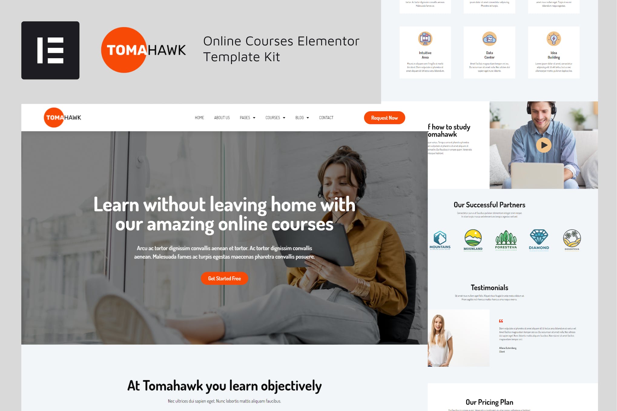 Tomahawk - Online Courses Elementor Template Kit template kit cover image
