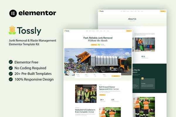 Tossly - Junk Removal & Waste Management Elementor Template Kit template kit cover image