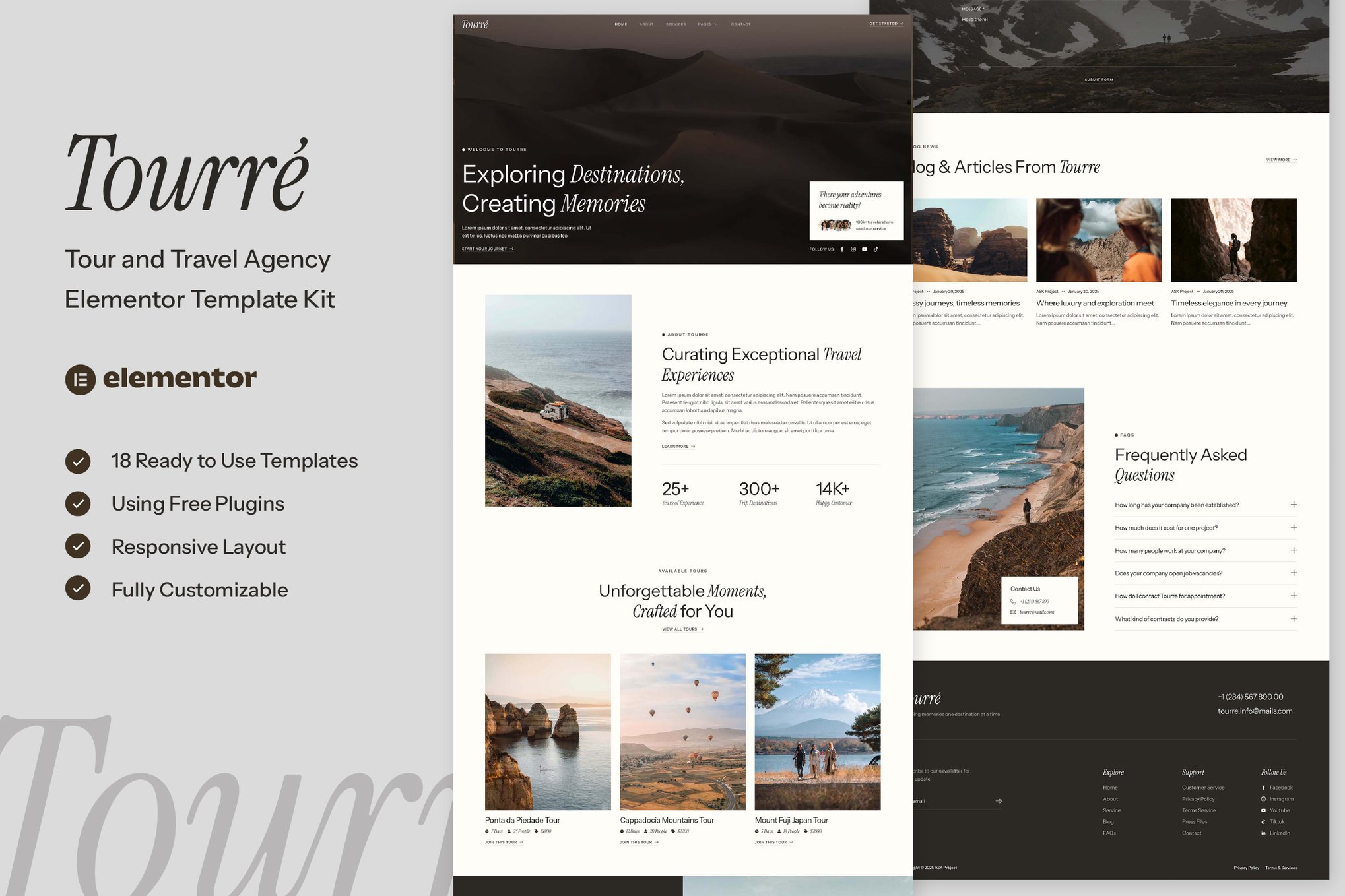 Tourre - Travel & Tour Agency Elementor Template Kit template kit cover image