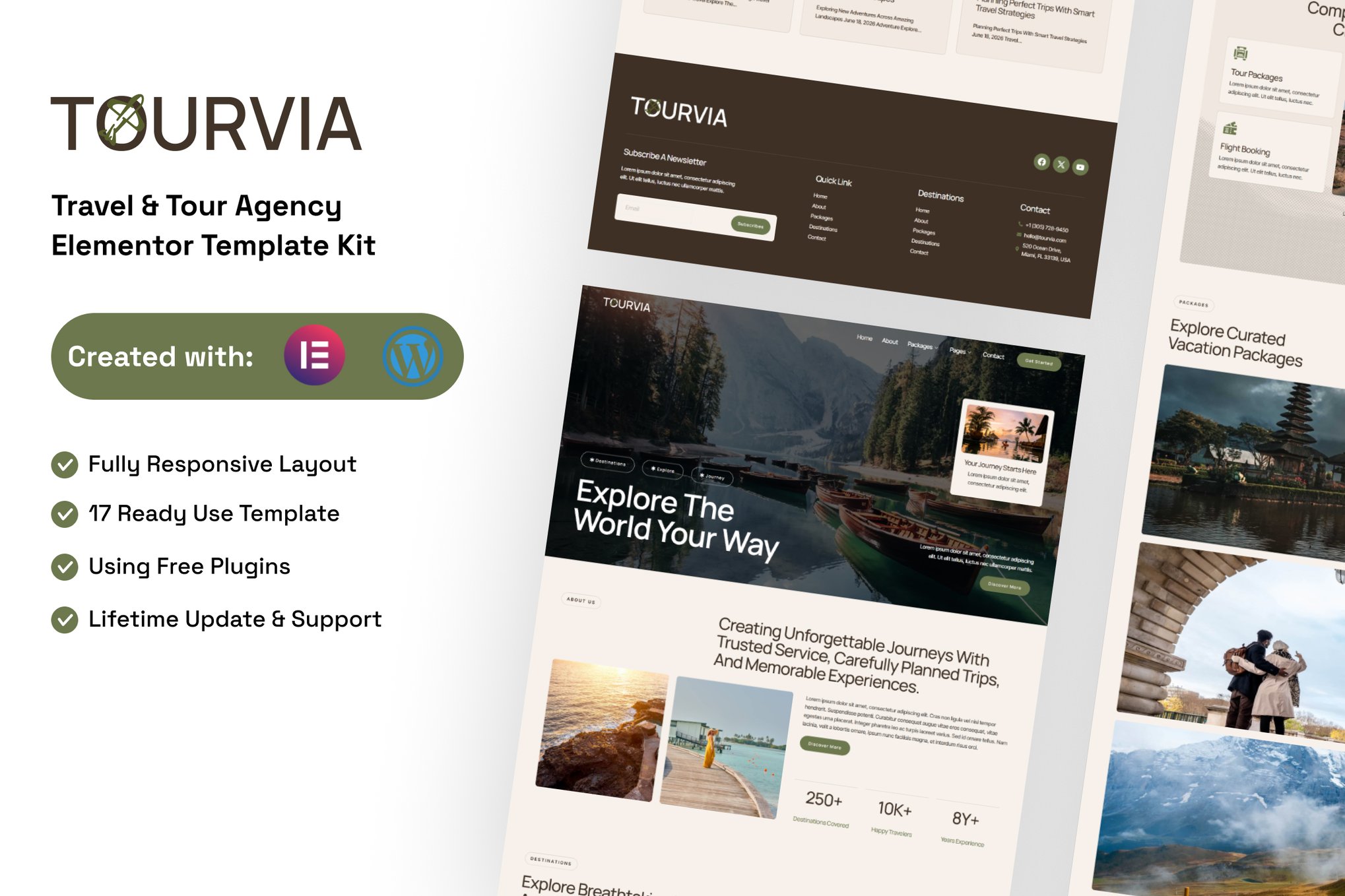 Tourvia - Tour & Travel Booking Agency Elementor Template Kit template kit cover image