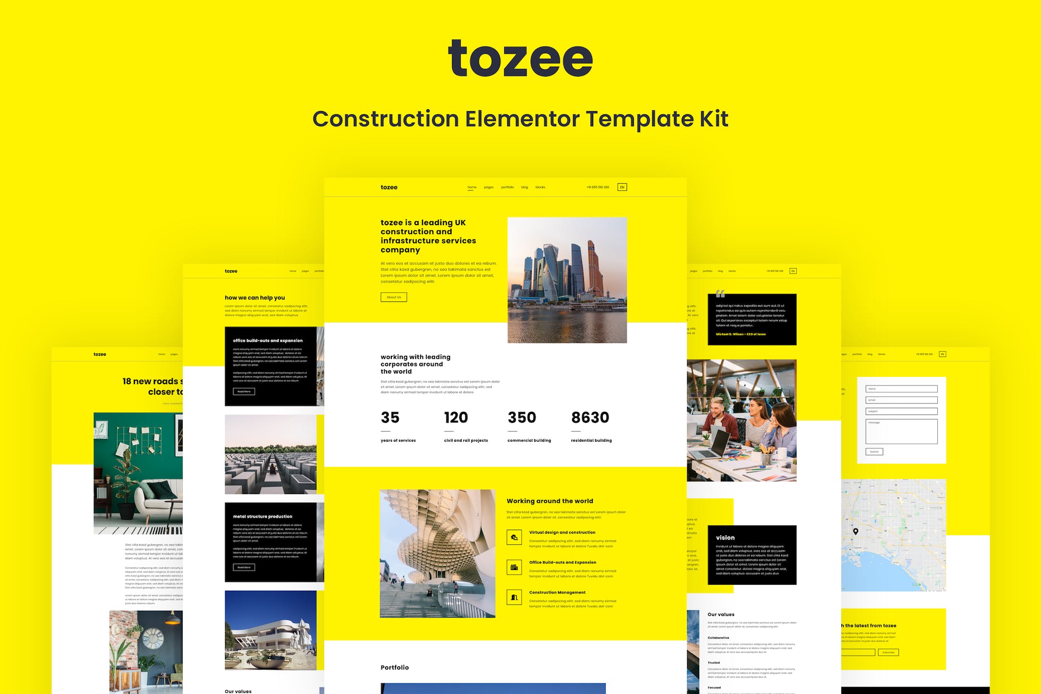Tozee - Construction Elementor Template Kit template kit cover image
