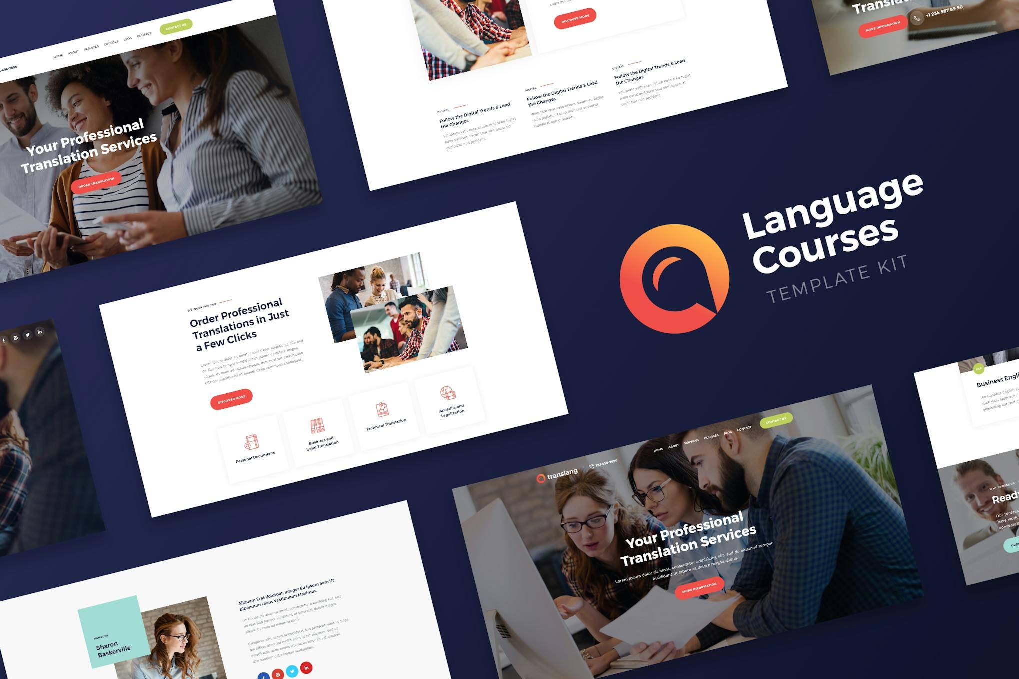 Translang - Language Courses & Translation Services Elementor Template Kit template kit cover image