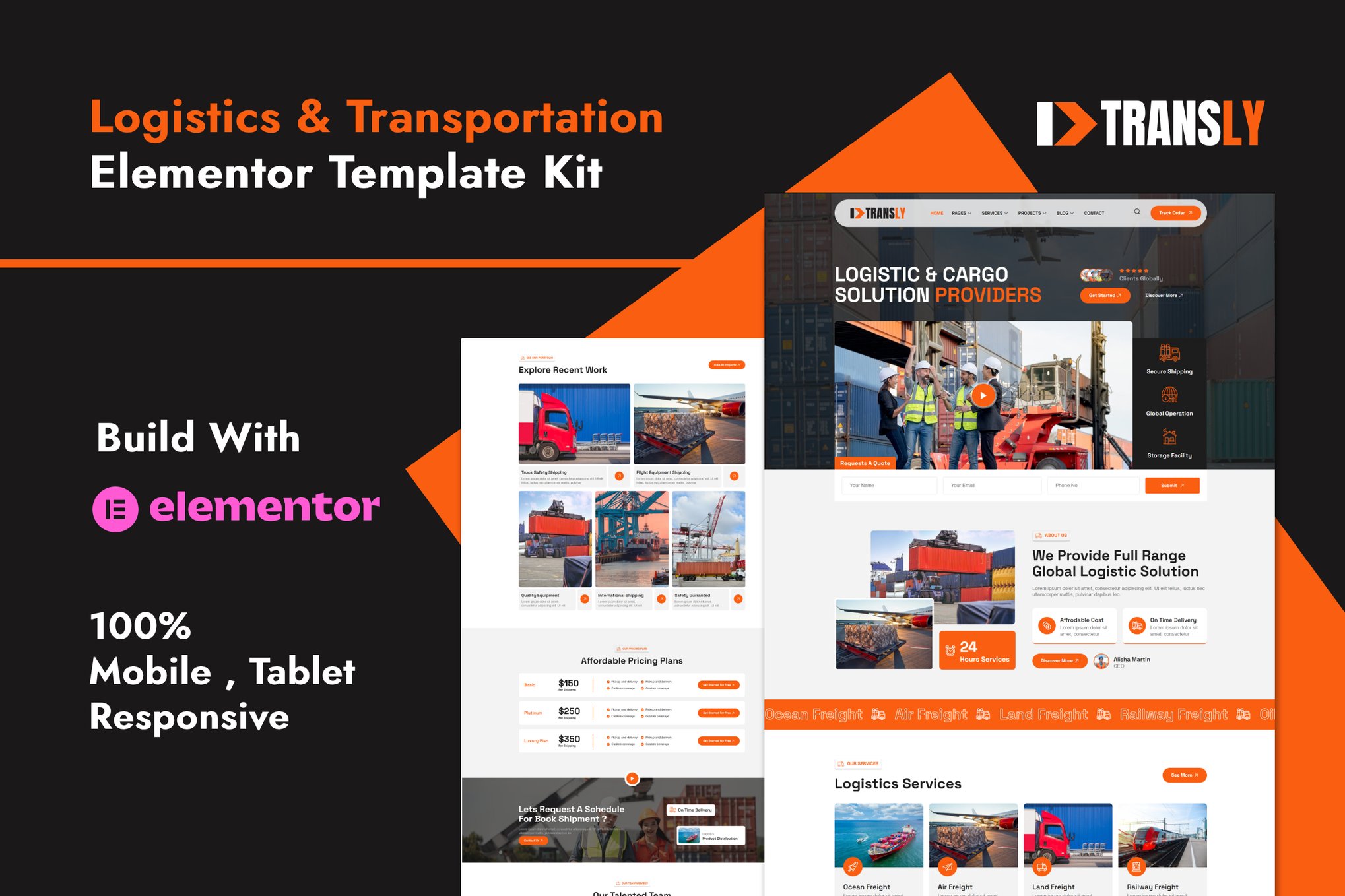 Transly - Logistics & Transportation Elementor Template Kit template kit cover image