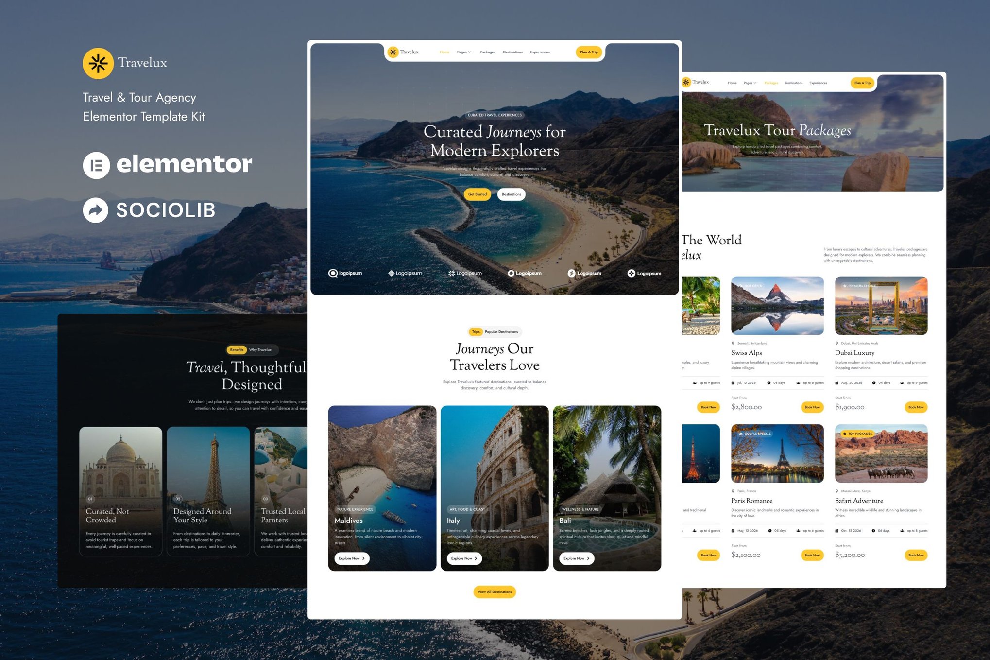 Travelux - Travel & Tour Agency Elementor Template Kit template kit cover image