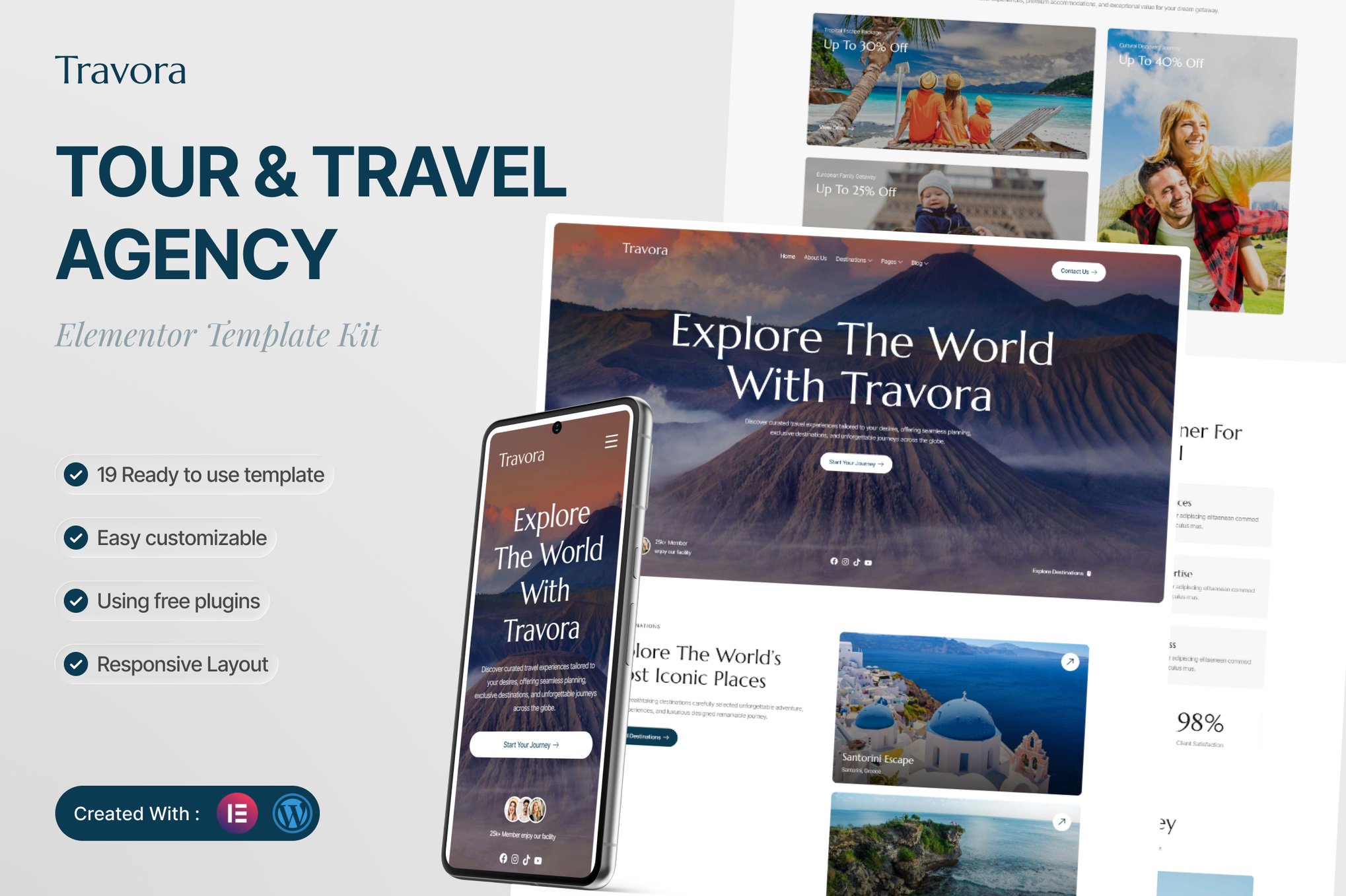 Travora - Tour & Travel Agency Elementor Template Kit template kit cover image