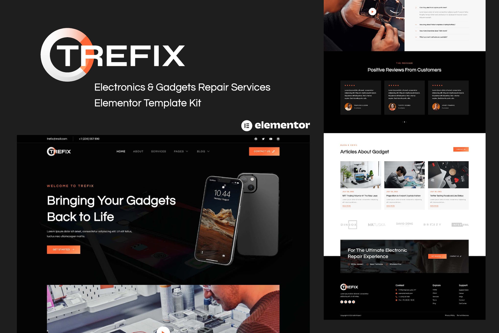 Trefix - Electronics & Gadgets Repair Services Elementor Template Kit template kit cover image