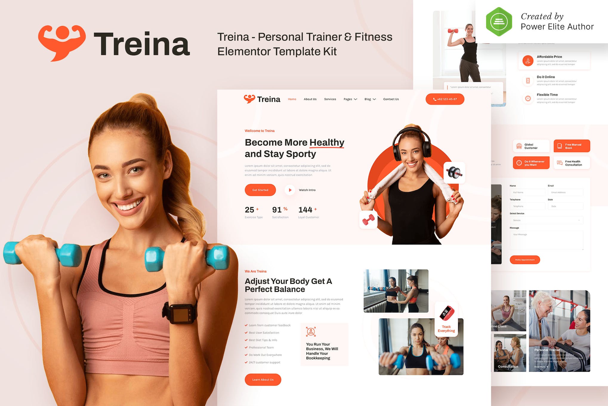 Treina – Personal Trainer & Fitness Elementor Template Kit template kit cover image