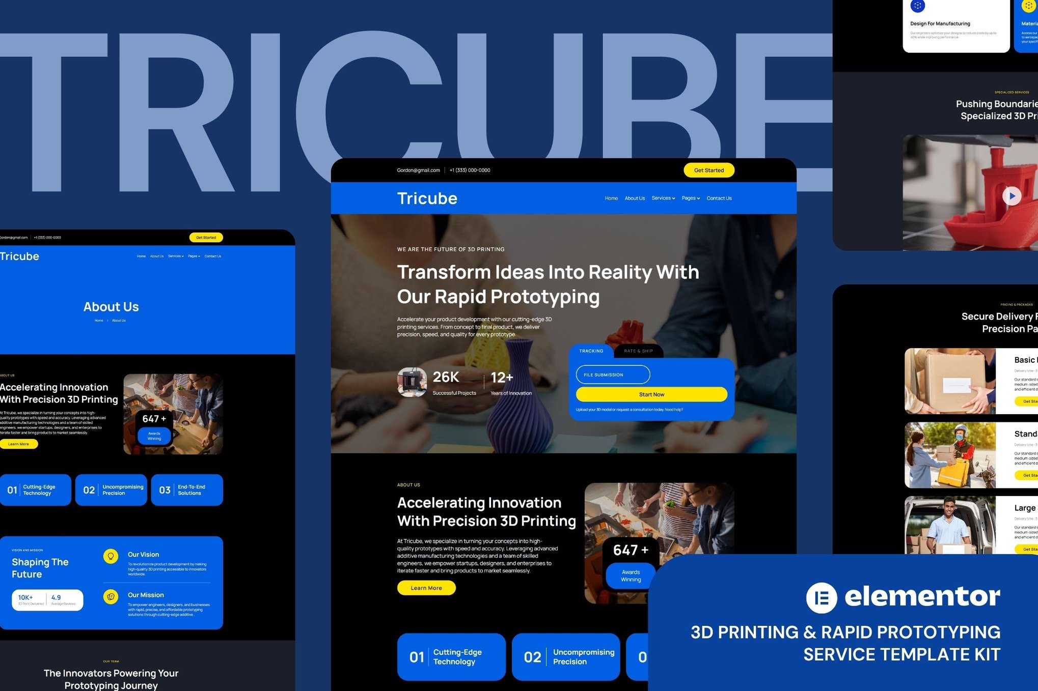 Tricube - 3D Printing & Rapid Prototyping Services Elementor Template Kits template kit cover image