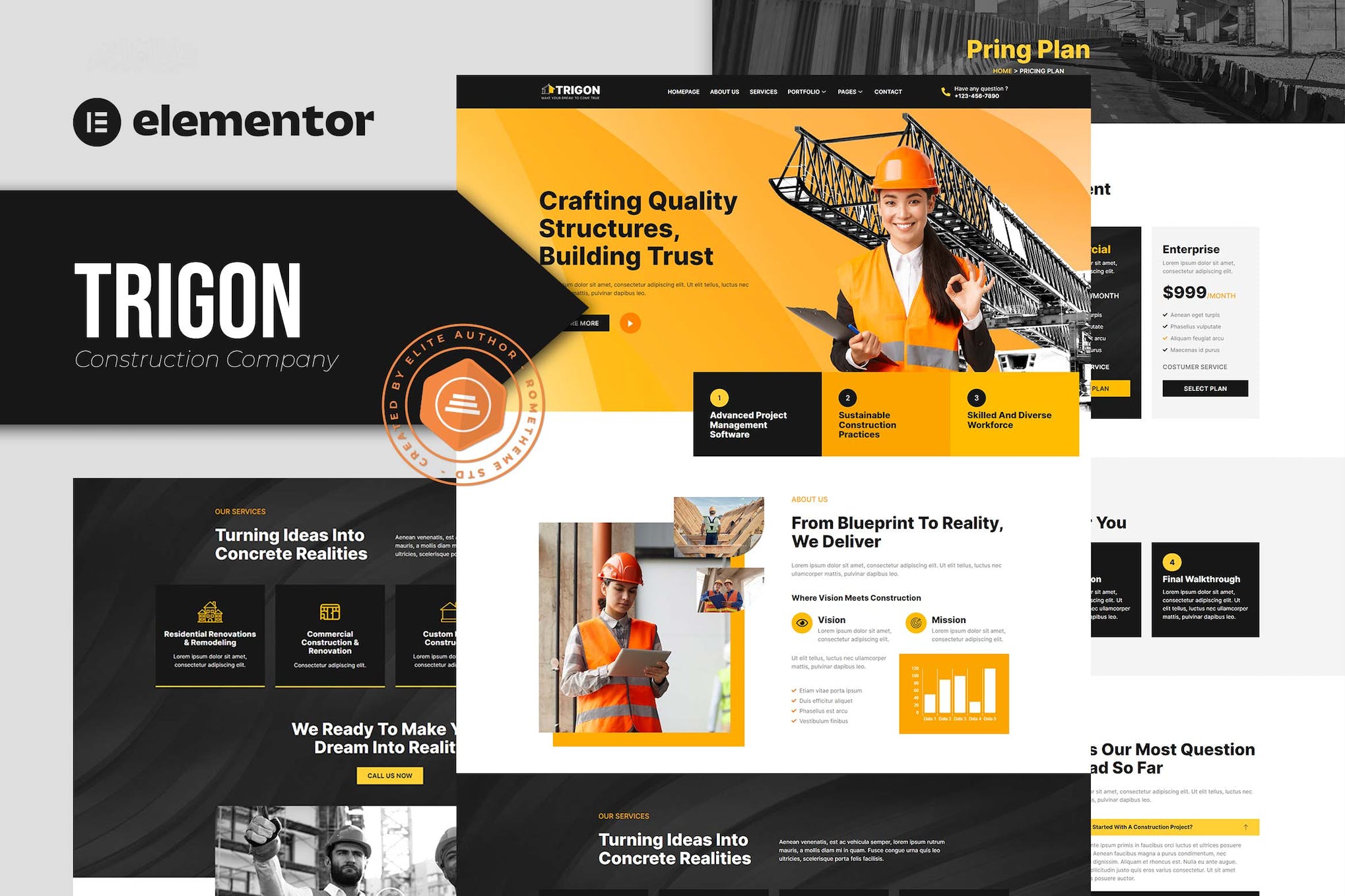 Trigon - Construction Elementor Template Kit template kit cover image