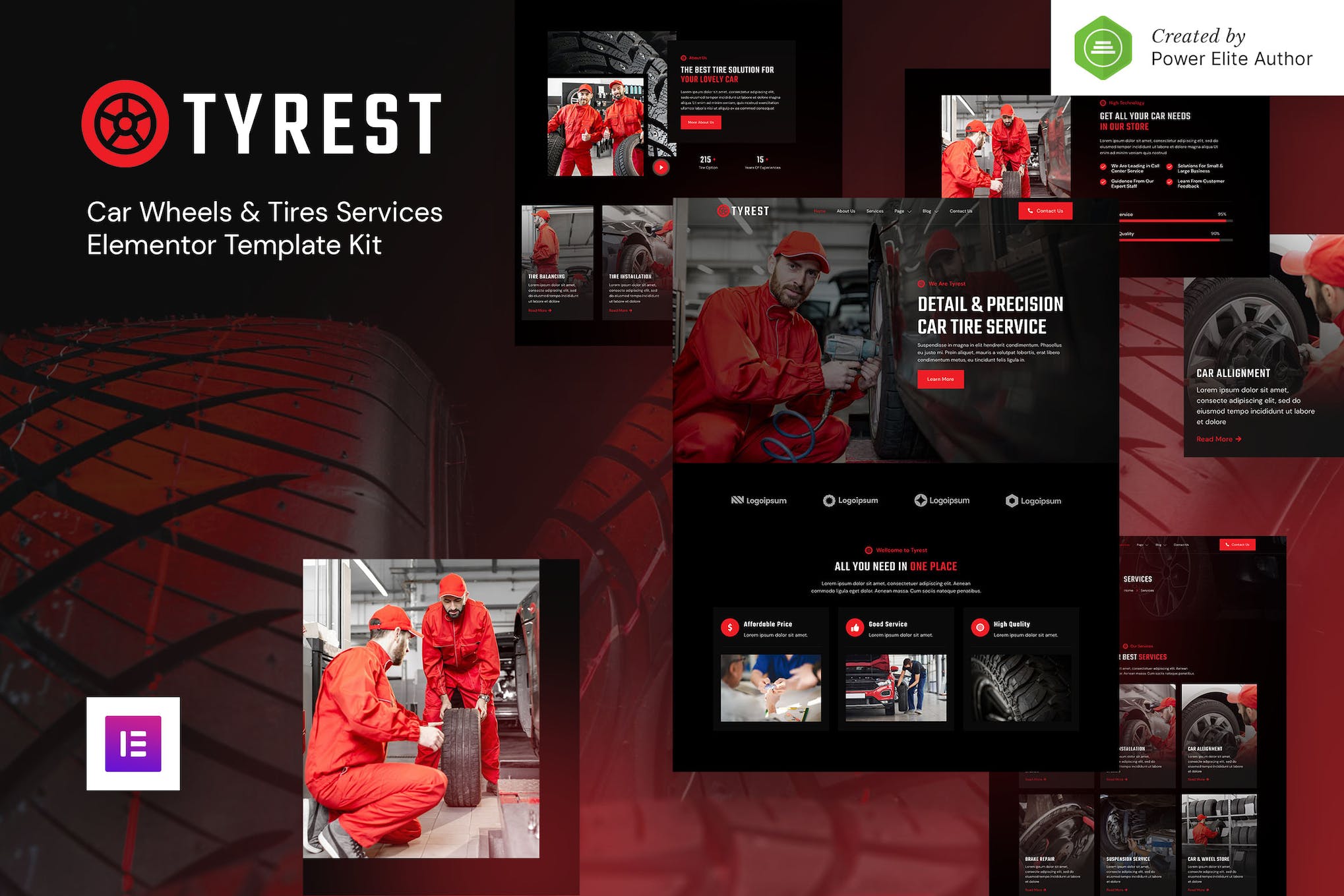 Tyrest – Car Tire & Wheel Service Elementor Template Kit template kit cover image
