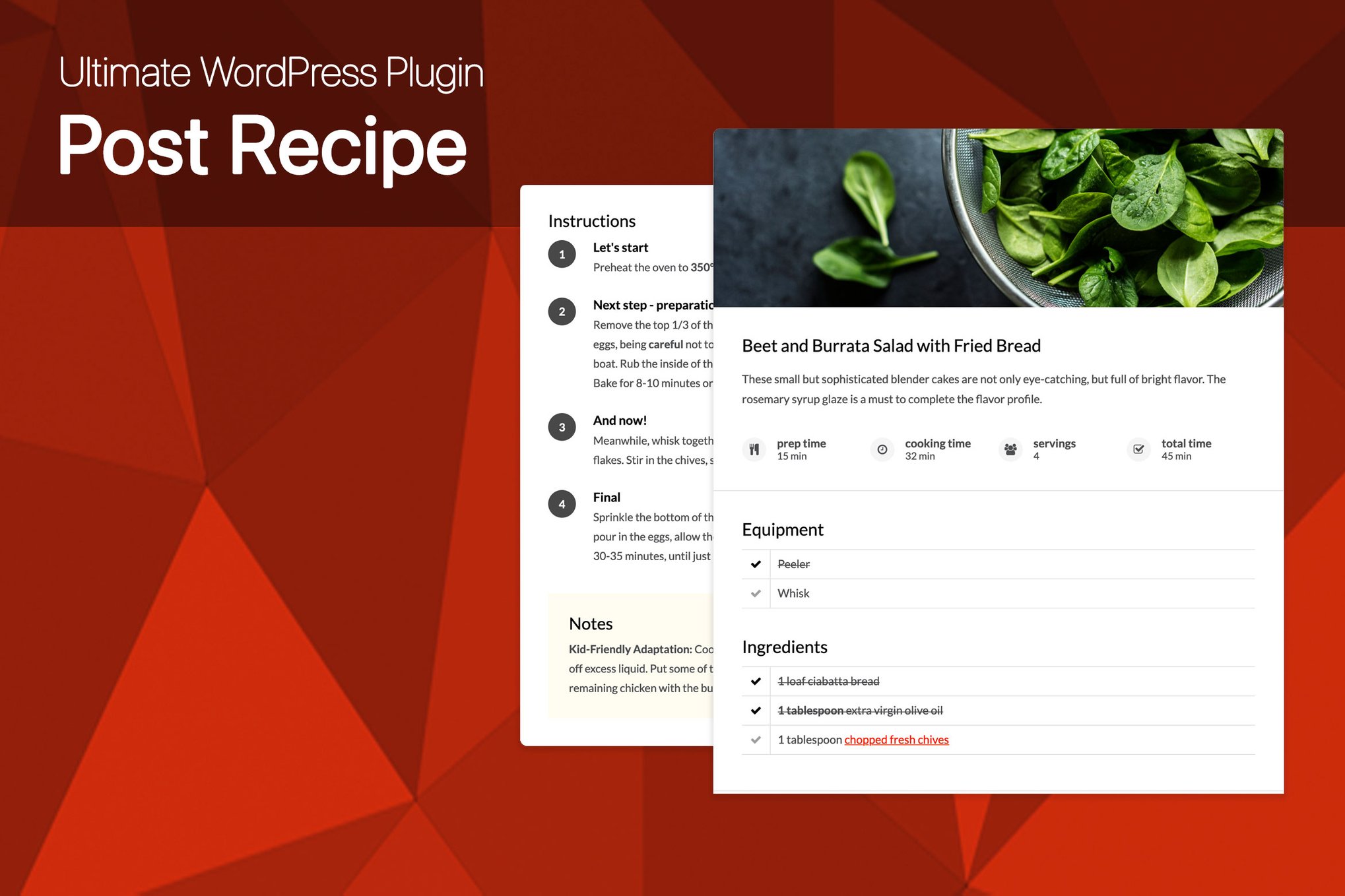 Ultimate Post Recipe Plugin for WordPress plugin cover image